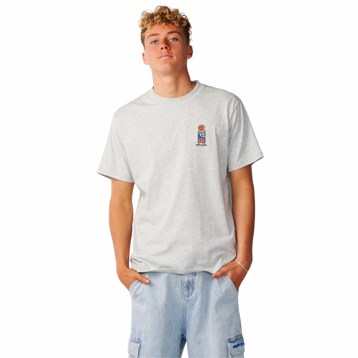 Rip Curl Men's Search Series Vaporcool Stack Short Sleeve Tee (Grey Marle)