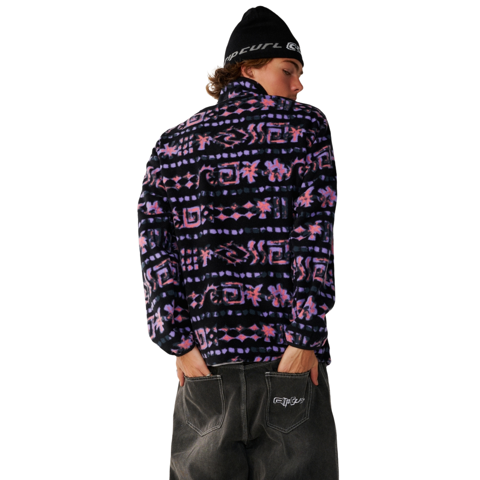 Rip Curl Men's Sessions Polar Full Zip Fleece Jacket Black 0090 0DOMFL