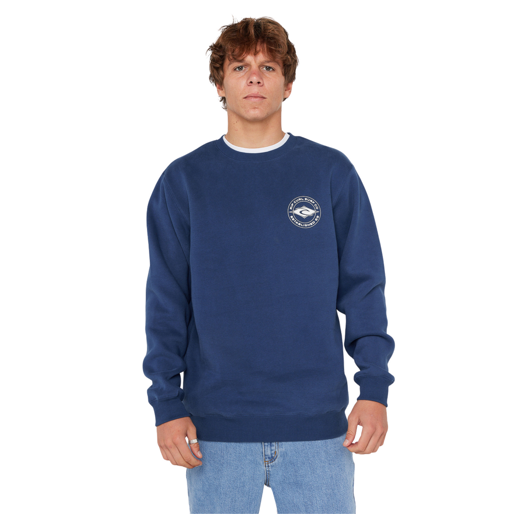 Rip Curl Men's Staple Crew Neck Fleece Sweatshirt (Light Navy)