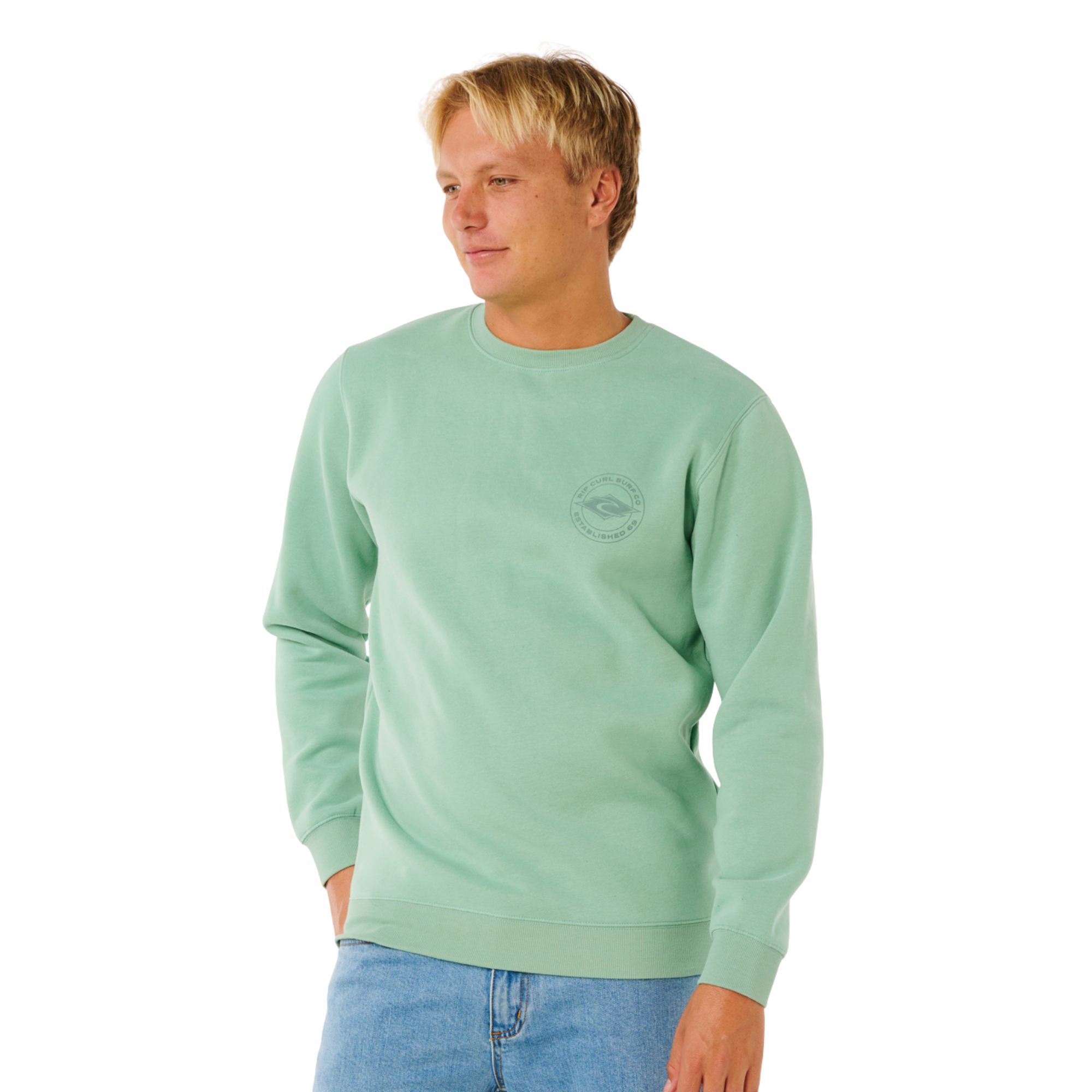 Rip Curl Men's Stapler Crew Neck Sweatshirt (Aloe)