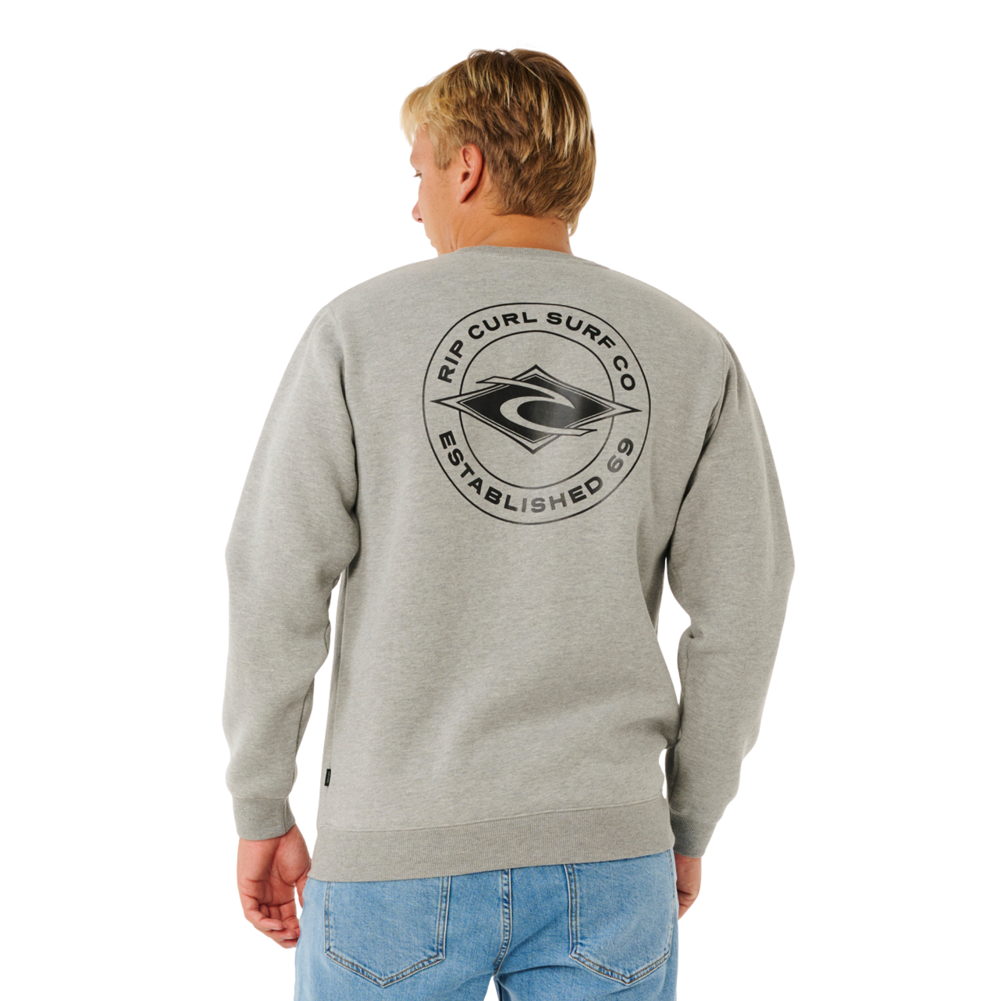 Rip Curl Men's Stapler Crew Neck Sweatshirt (Grey Marle)