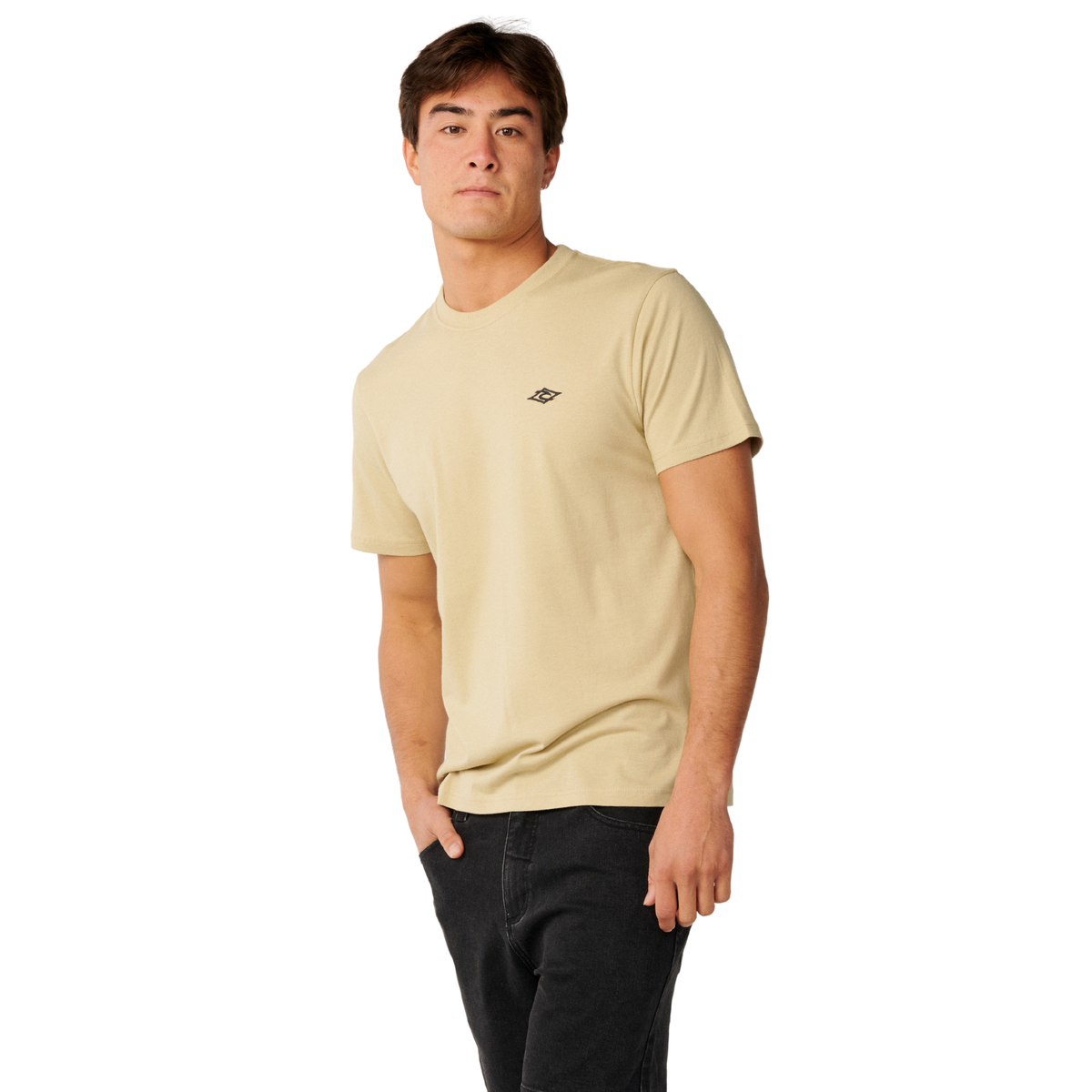 Rip Curl Men's Streamline Embroid Short Sleeve Tee Khaki Sand 2371 10XMTE