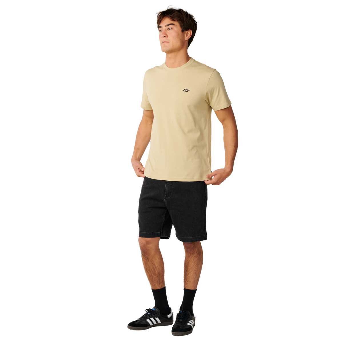 Rip Curl Men's Streamline Embroid Short Sleeve Tee Khaki Sand 2371 10XMTE