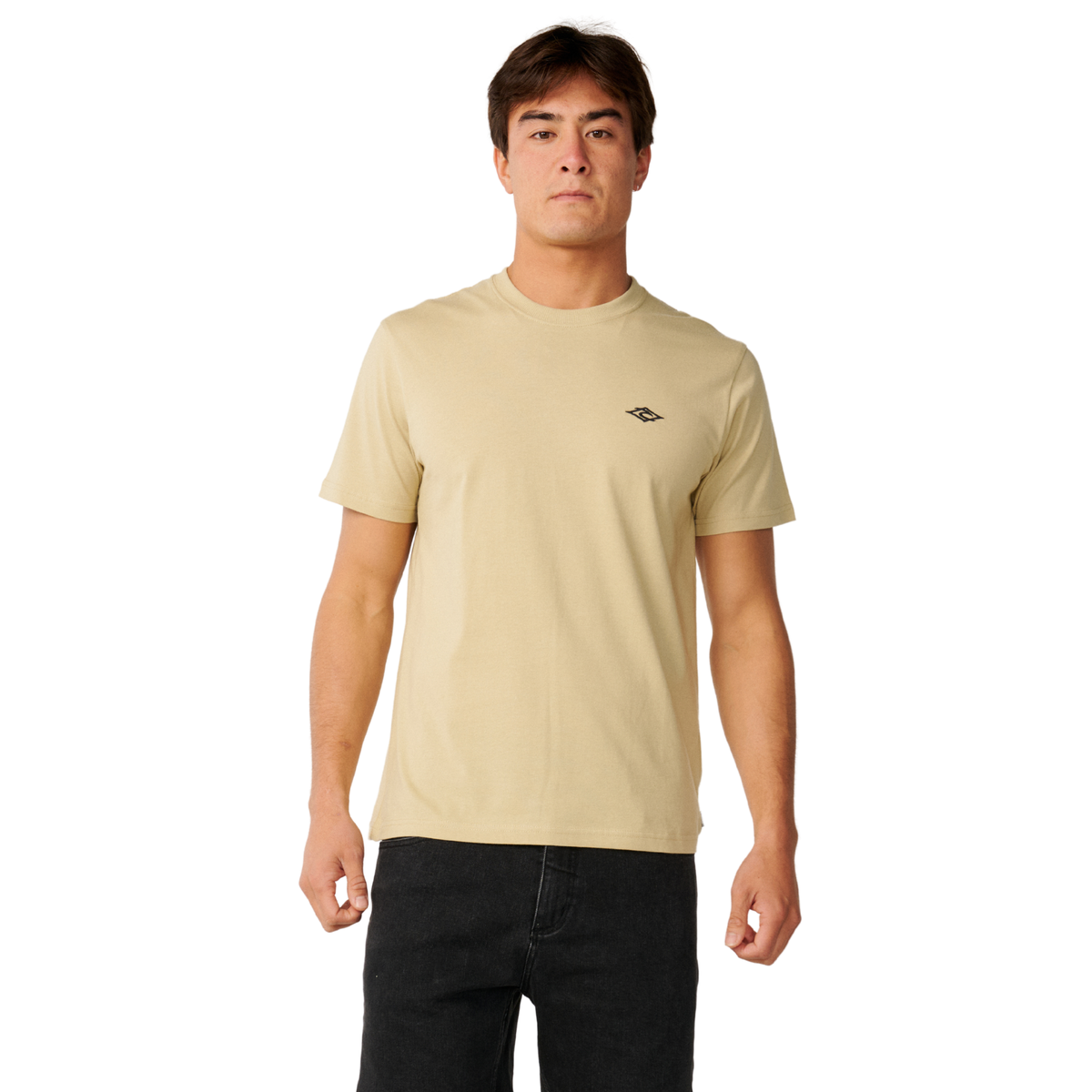 Rip Curl Men's Streamline Embroid Short Sleeve Tee Khaki Sand 2371 10XMTE