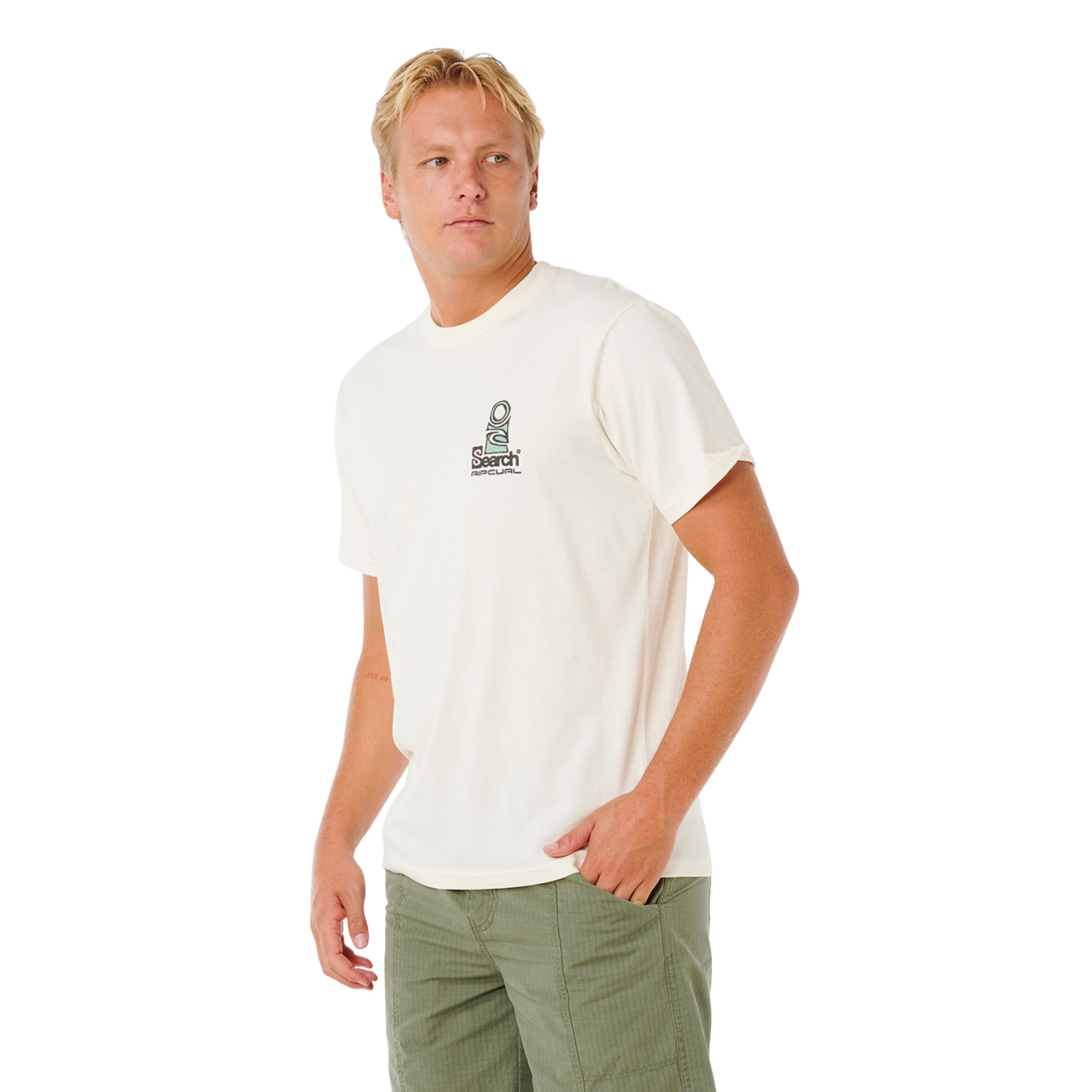 Rip Curl Men's Vaporcool Search Stack Short Sleeve Tee (Bone)
