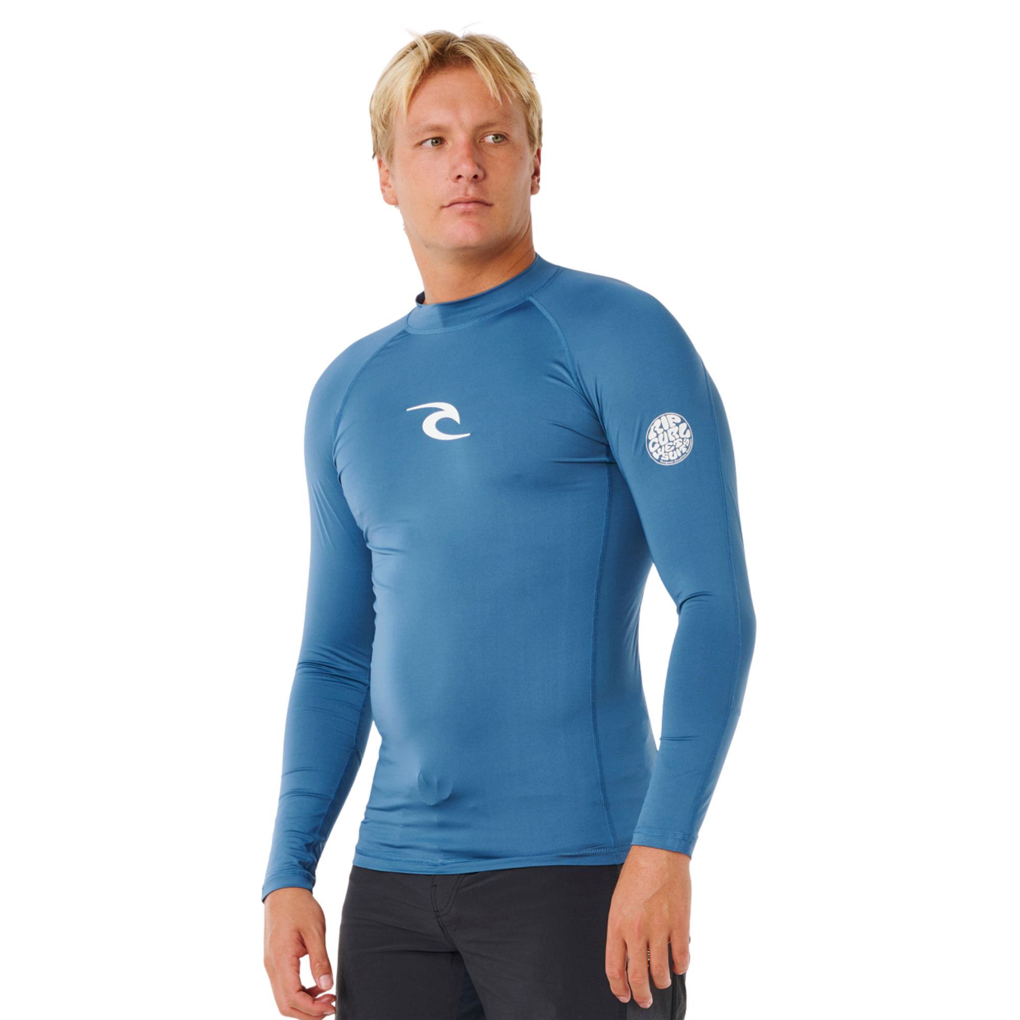 Rip Curl Men's Waves UPF50 Performance Long Sleeve Rash Vest (Bluefin)