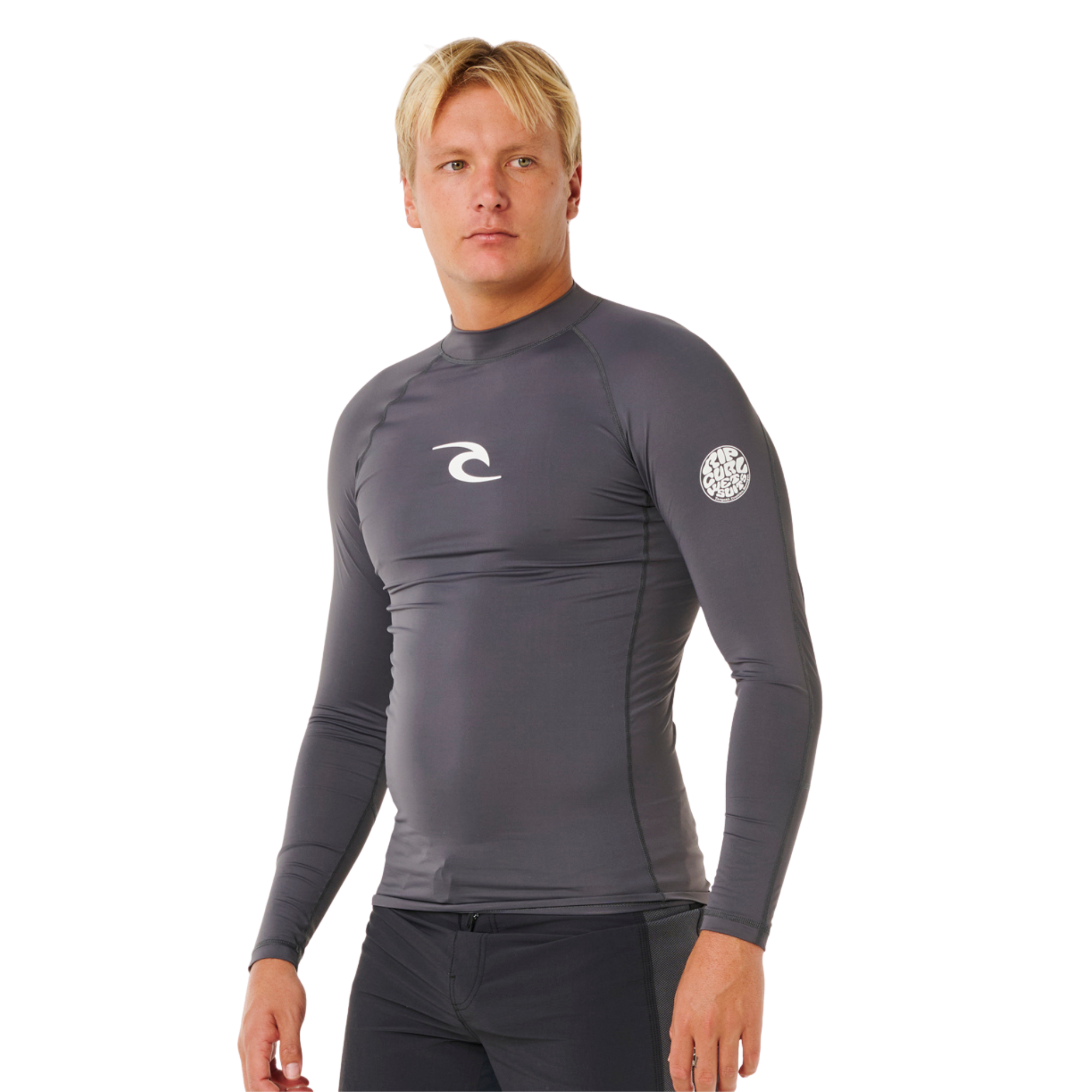Rip Curl Men's Waves UPF50 Performance Long Sleeve Rash Vest (Charcoal Grey)