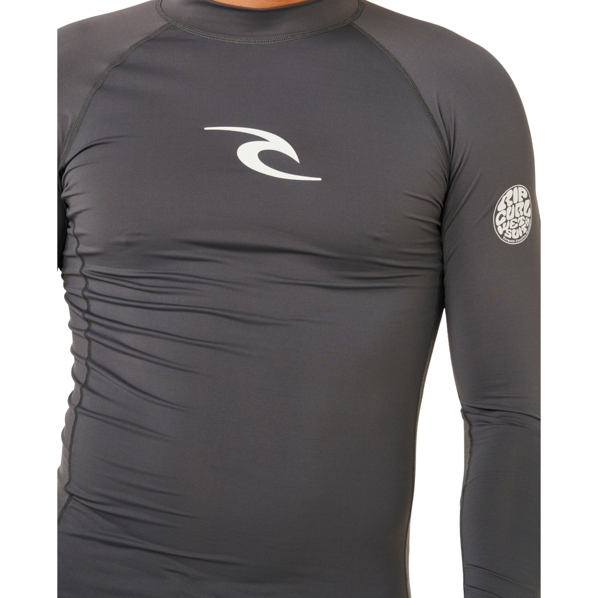 Rip Curl Men's Waves UPF50 Performance Long Sleeve Rash Vest (Charcoal Grey)