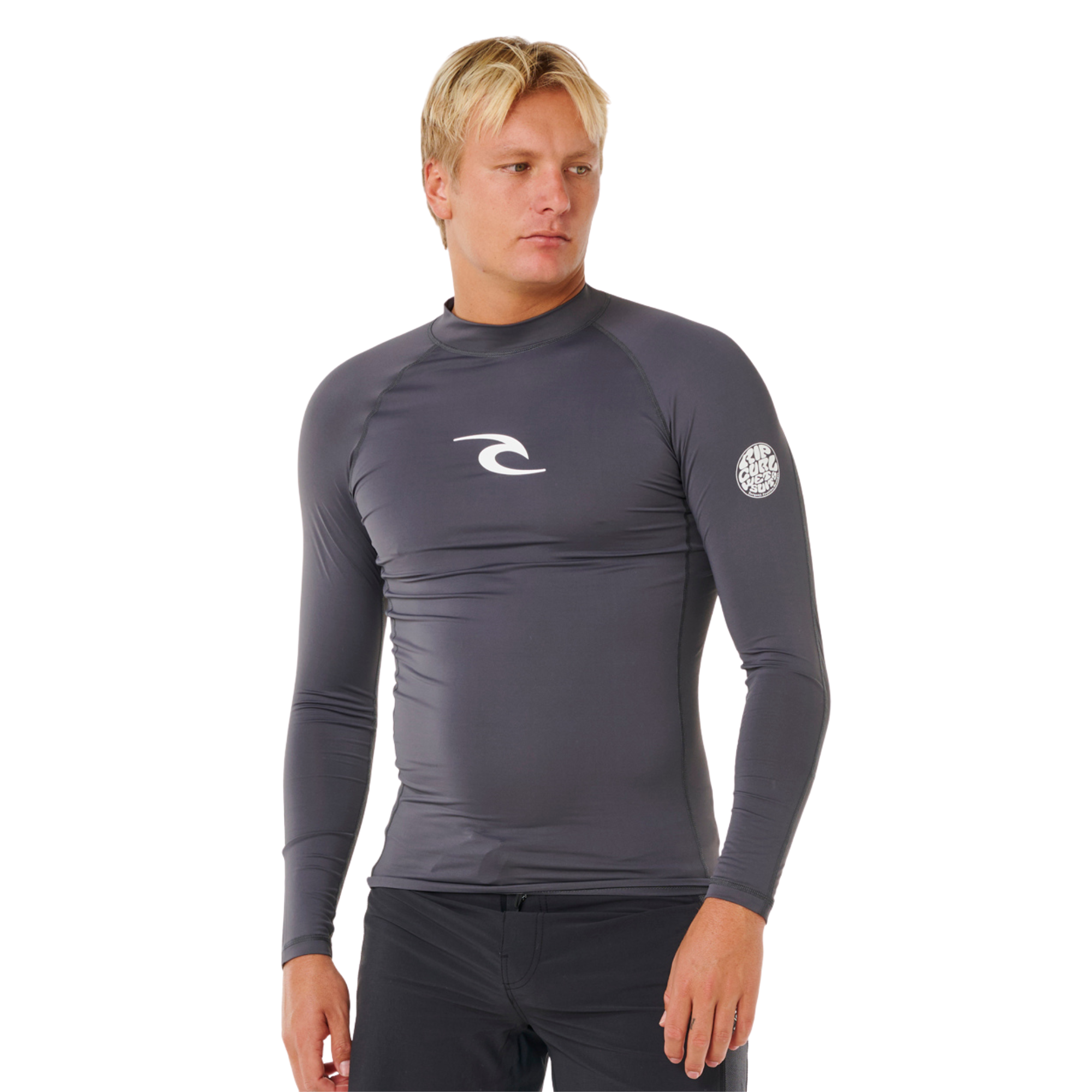 Rip Curl Men's Waves UPF50 Performance Long Sleeve Rash Vest (Charcoal Grey)