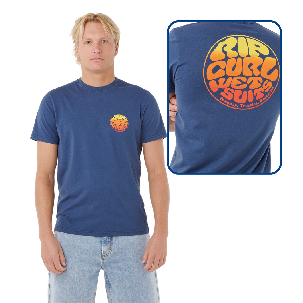 Rip Curl Men's Wettie Passage Icon Short Sleeve Tee (Light Navy)