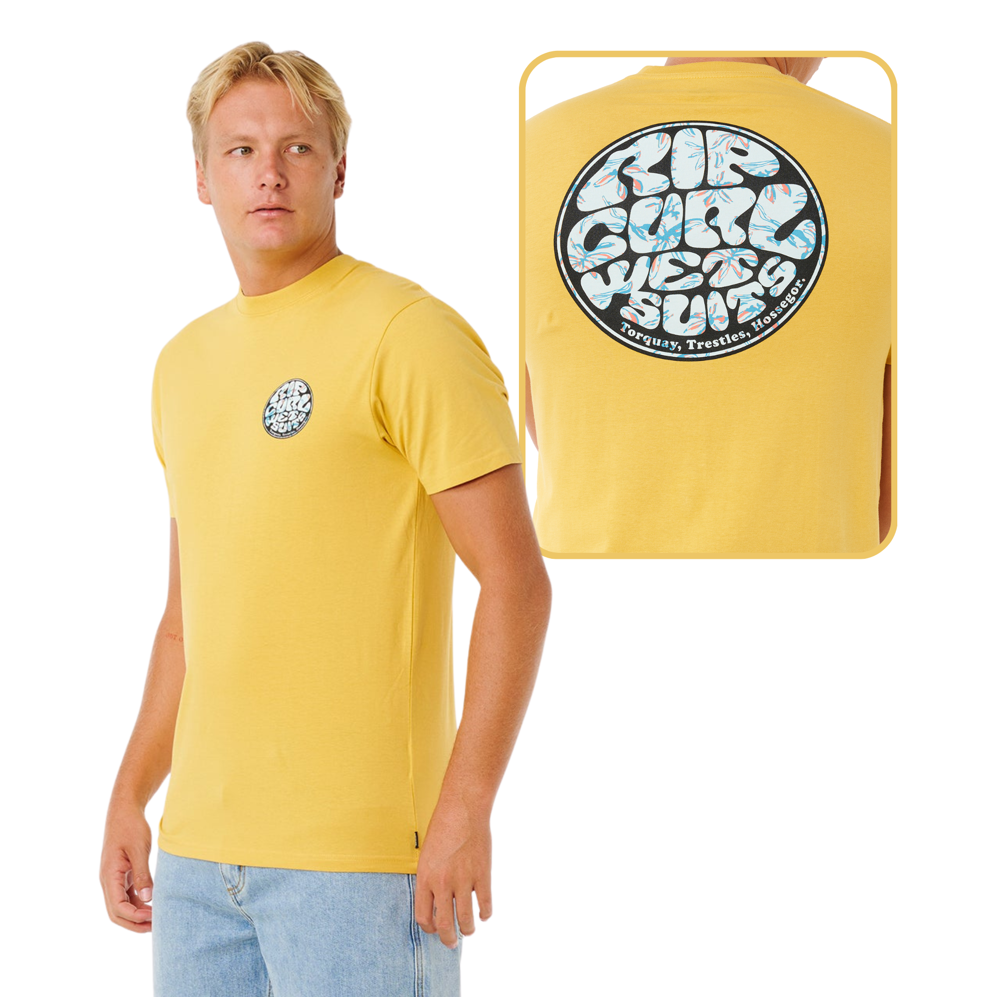 Rip Curl Men's Wettie Passage Icon Short Sleeve Tee (Ochre)