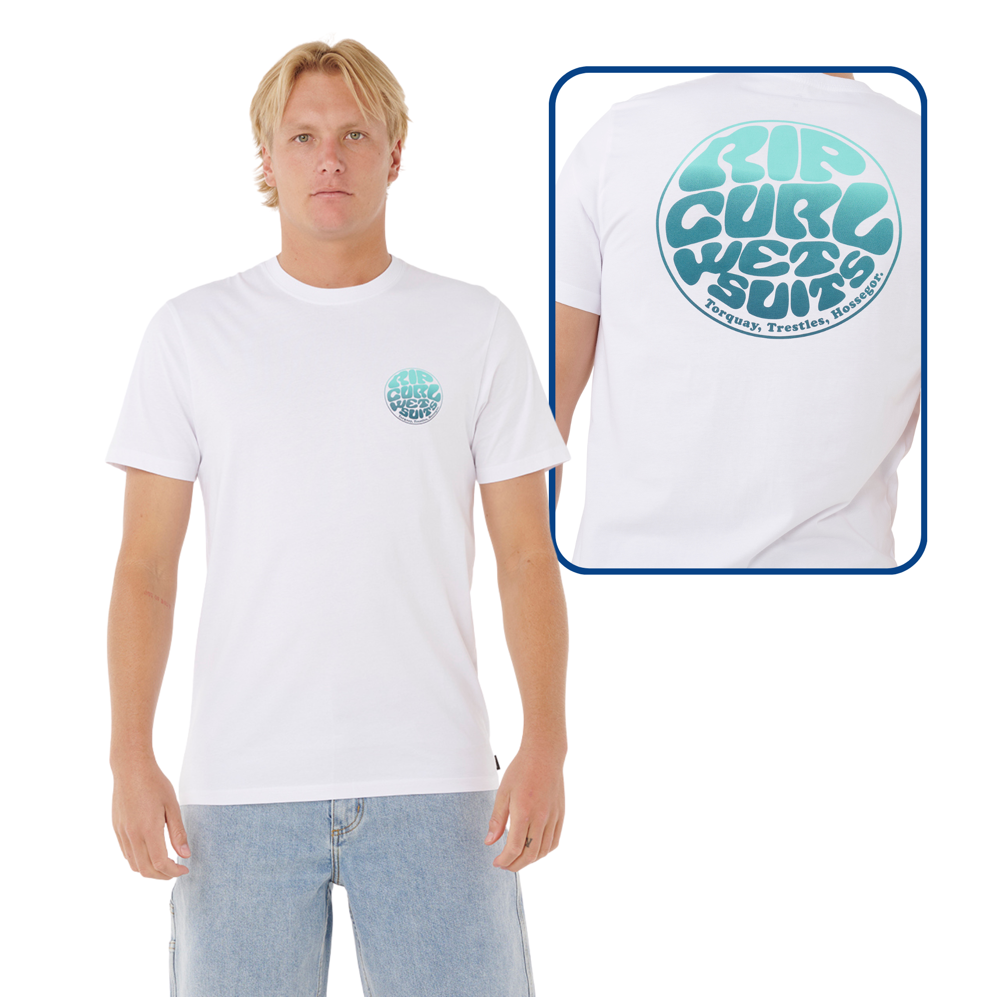 Rip Curl Men's Wettie Passage Icon Short Sleeve Tee (Optical White)