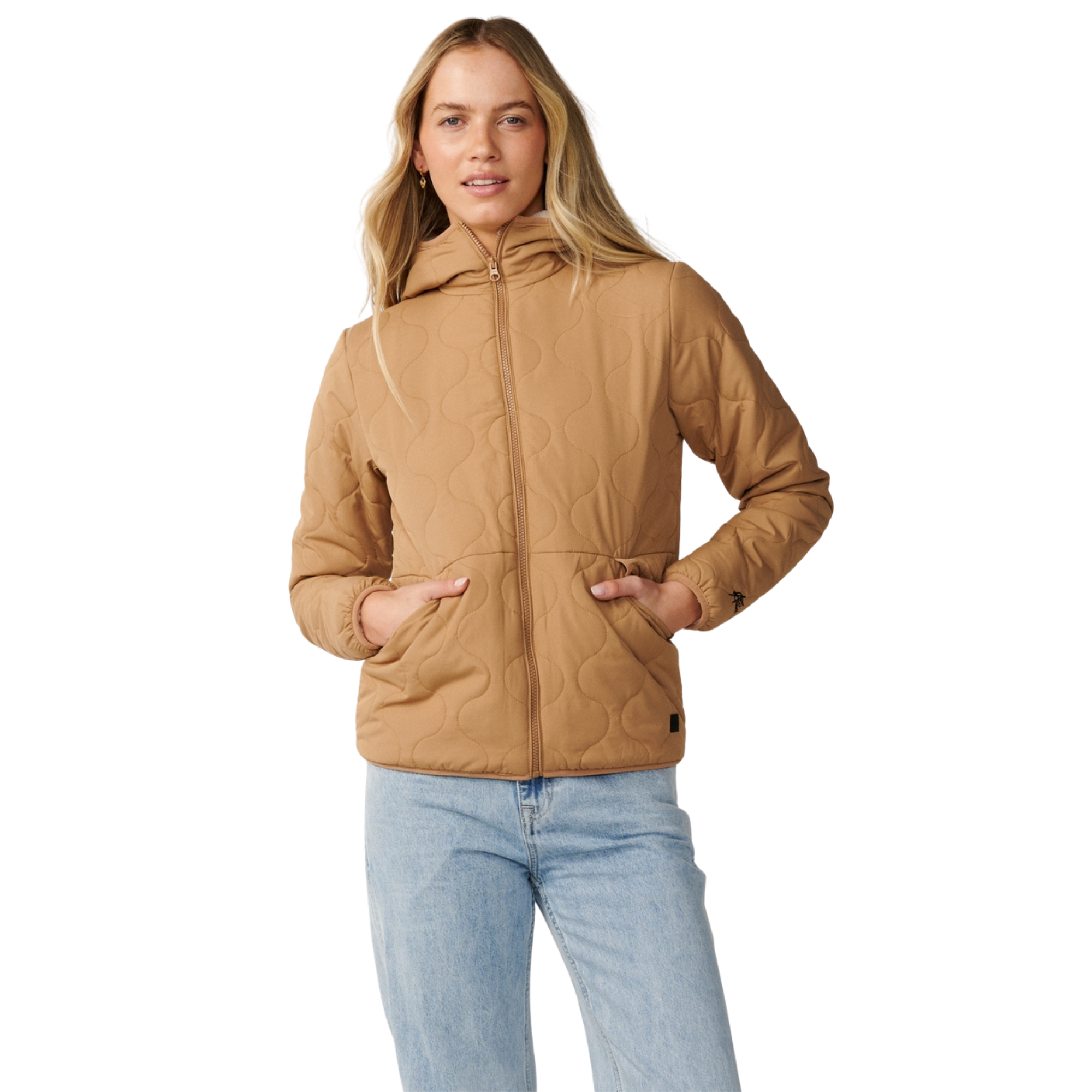 Rip Curl Women's Anti-Series Anoeta Classic Quilted Fleece Lined Jacket Brown 0009 03FWJA
