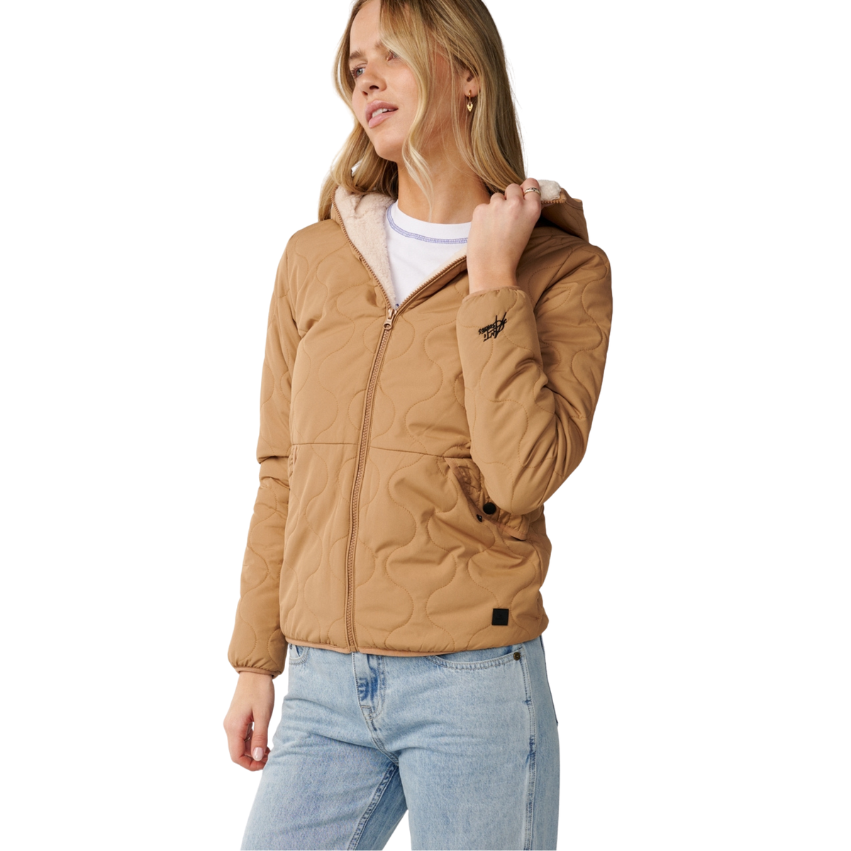 Rip Curl Women's Anti-Series Anoeta Classic Quilted Fleece Lined Jacket Brown 0009 03FWJA