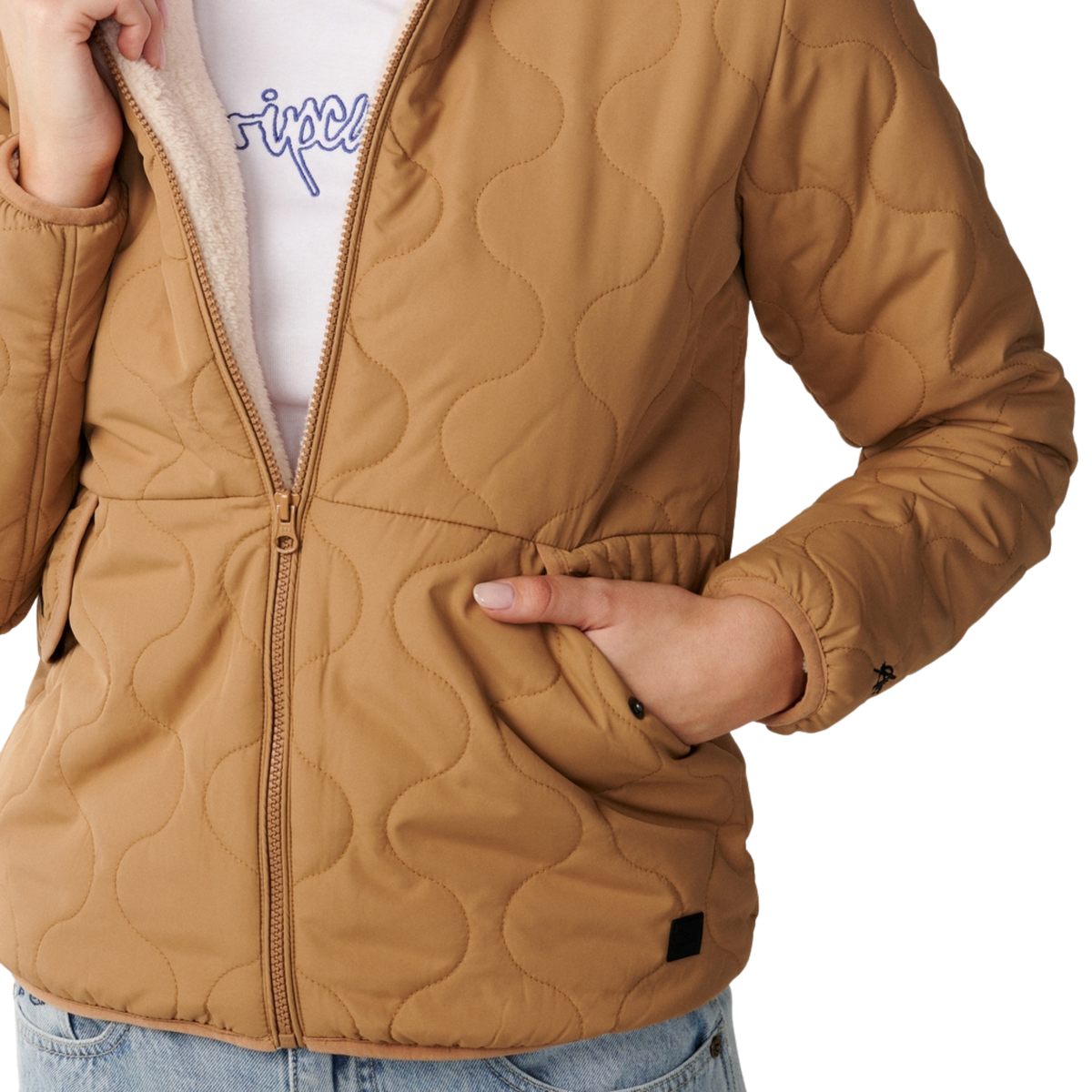 Rip Curl Women's Anti-Series Anoeta Classic Quilted Fleece Lined Jacket Brown 0009 03FWJA