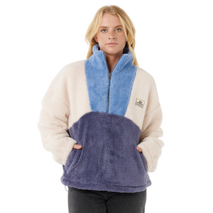 Rip Curl Women's Block Party Polar Half Zip Fleece (Blue)