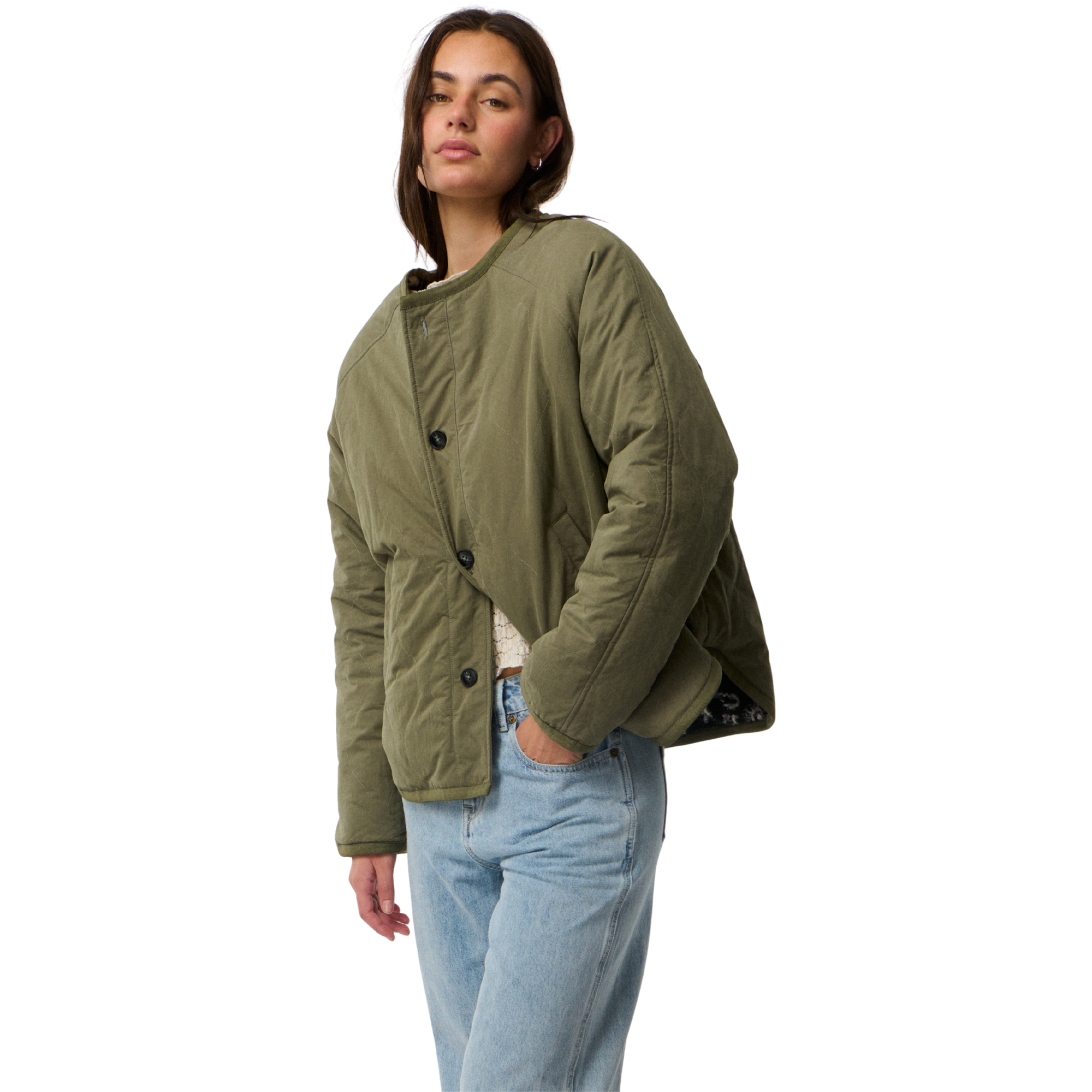 Rip Curl Women's Bossa Nova Reversible Fleece Jacket Military Green 0854 047WJA
