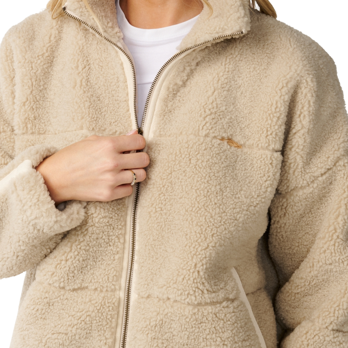 Rip Curl Women's Cala Nights Sherpa Full Zip Fleece (Natural)