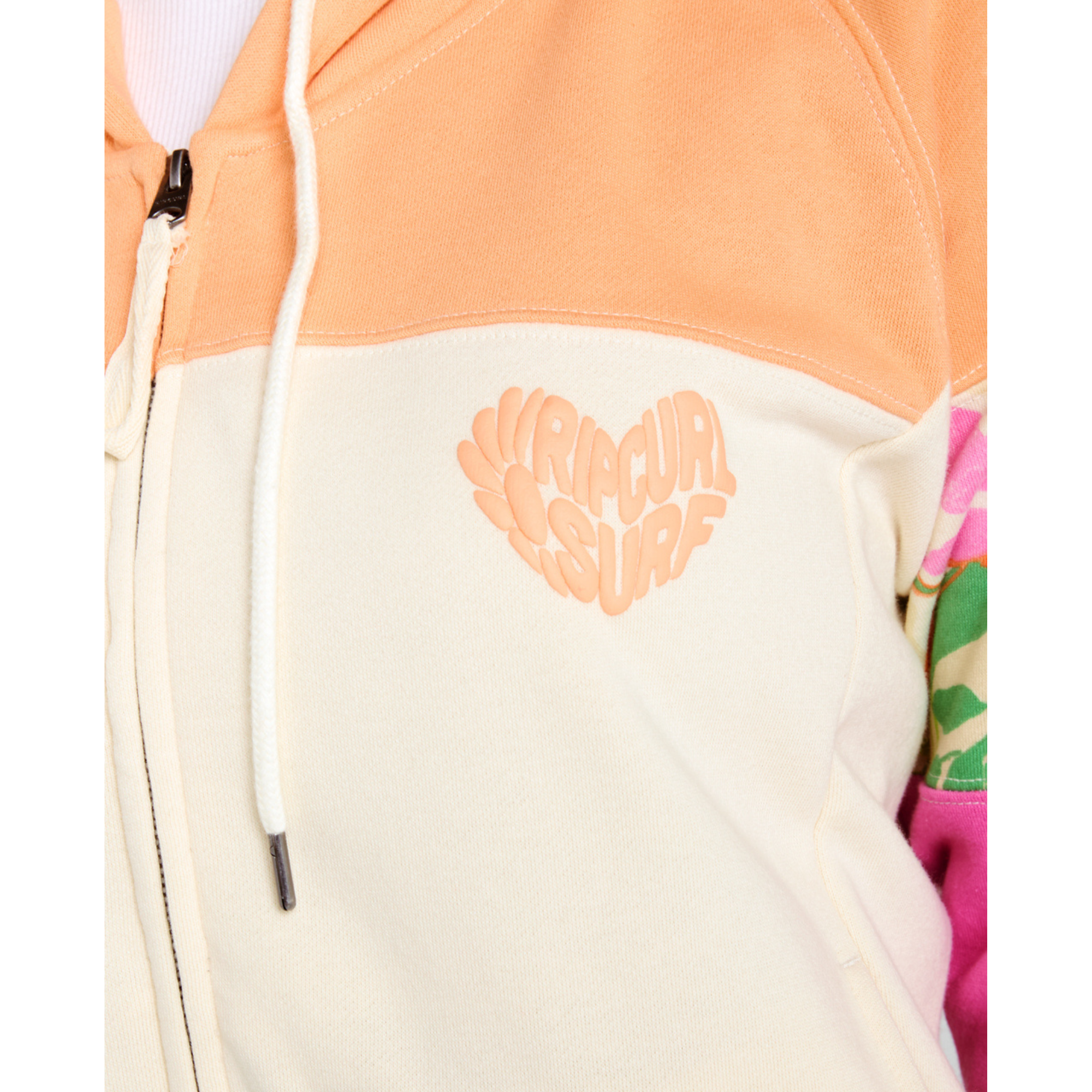 Rip Curl Women's Colour Block Hooded Full Zip Fleece (Off White)
