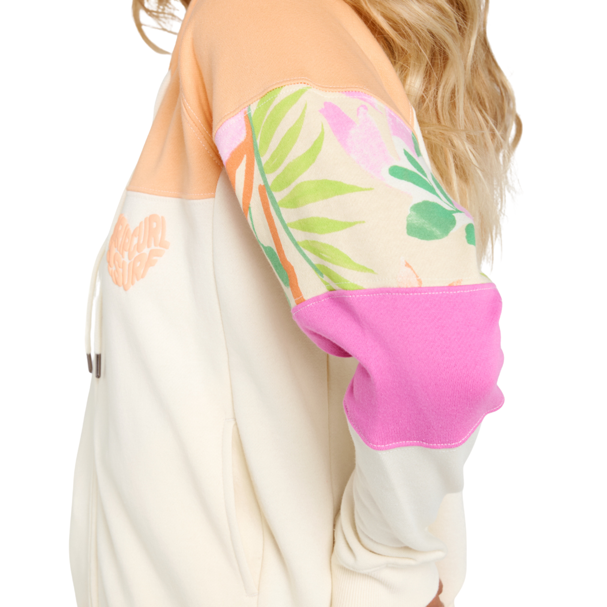 Rip Curl Women's Colour Block Hooded Full Zip Fleece (Off White)