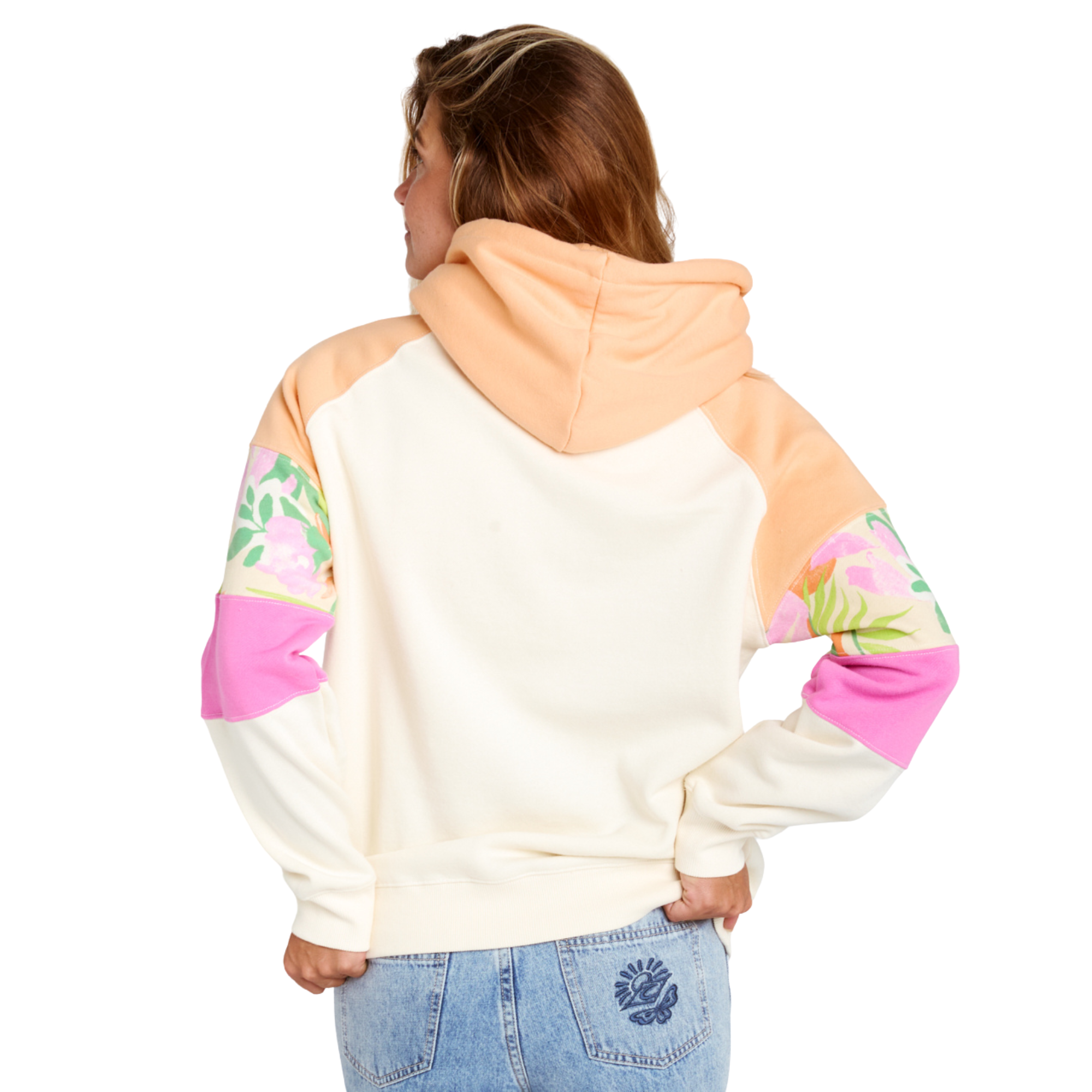 Rip Curl Women's Colour Block Hooded Full Zip Fleece (Off White)