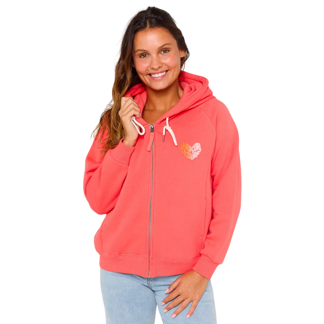 Rip Curl Women's Galicia Full Zip Hooded Fleece (Watermelon)