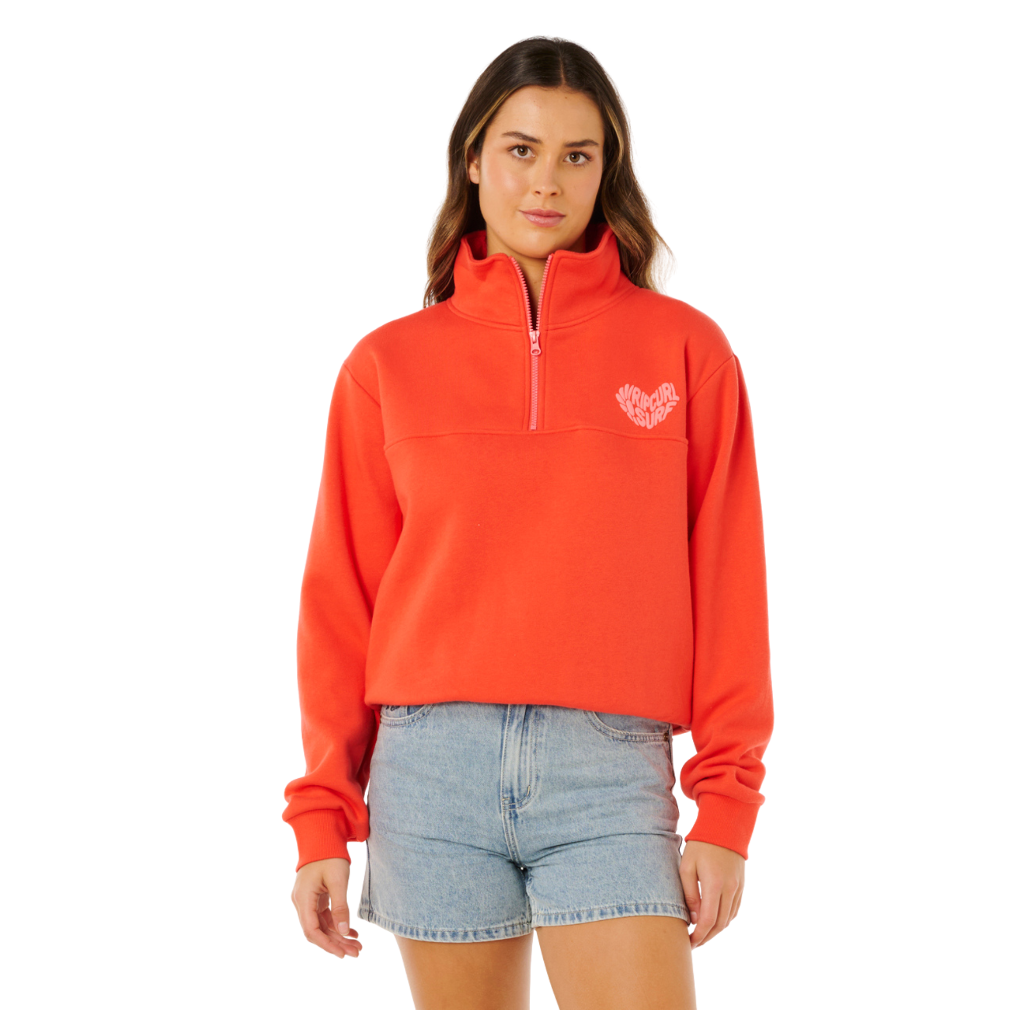 Rip Curl Women's Heart Half Zip Fleece (Red)