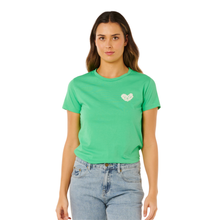 Load image into Gallery viewer, Rip Curl Women's Heart Logos Short Sleeve Tee (Green)
