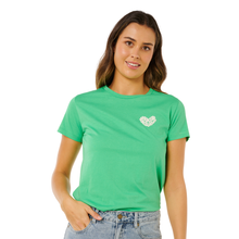 Load image into Gallery viewer, Rip Curl Women's Heart Logos Short Sleeve Tee (Green)
