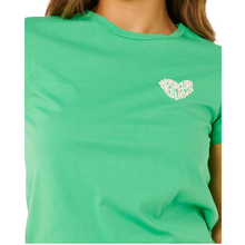 Load image into Gallery viewer, Rip Curl Women's Heart Logos Short Sleeve Tee (Green)
