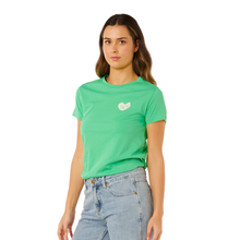 Load image into Gallery viewer, Rip Curl Women's Heart Logos Short Sleeve Tee (Green)
