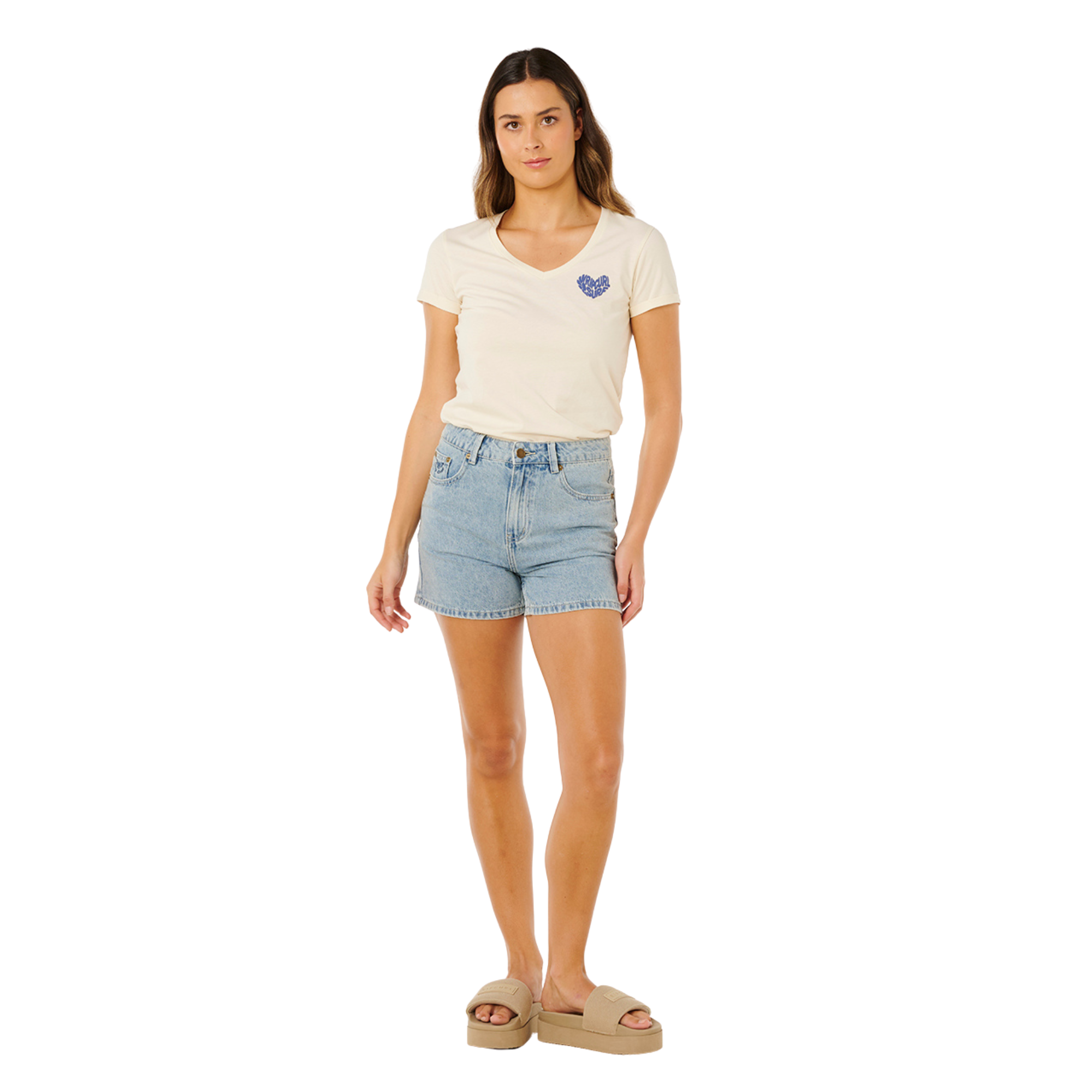 Rip Curl Women's Heart V Neck Short Sleeve Tee (Lily)