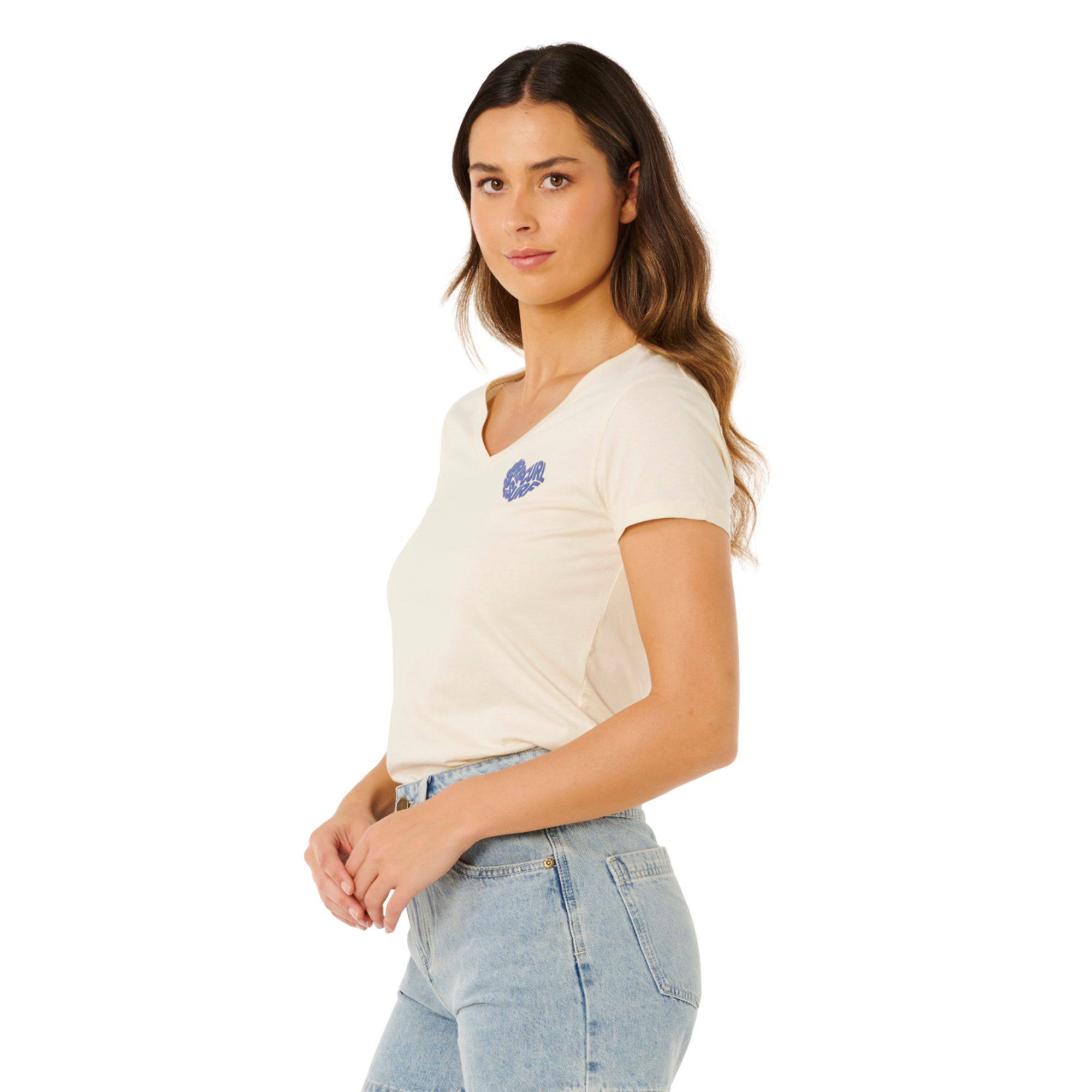 Rip Curl Women's Heart V Neck Short Sleeve Tee (Lily)
