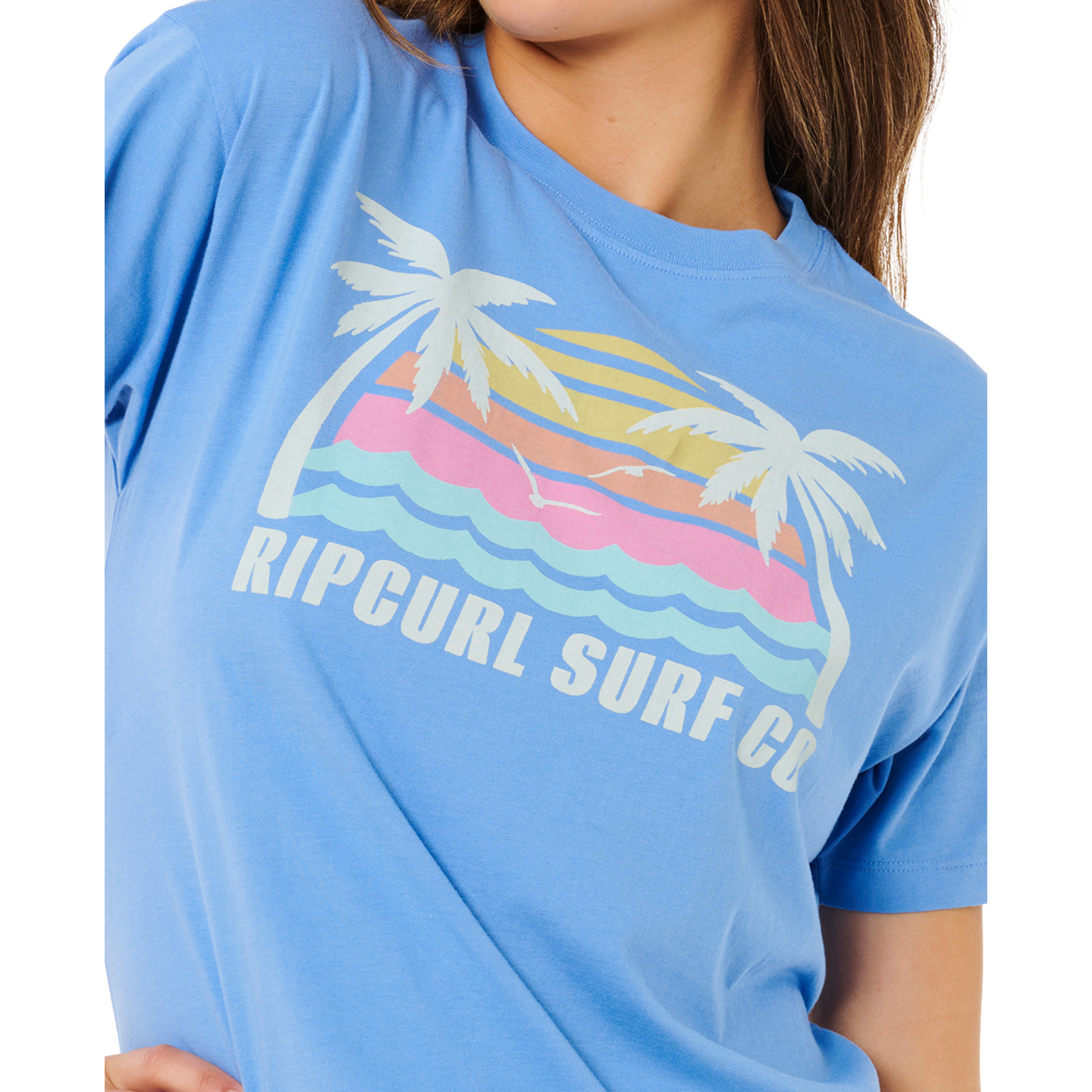 Rip Curl Women's Malibu Relaxed Short Sleeve Tee (Cornflower Blue)