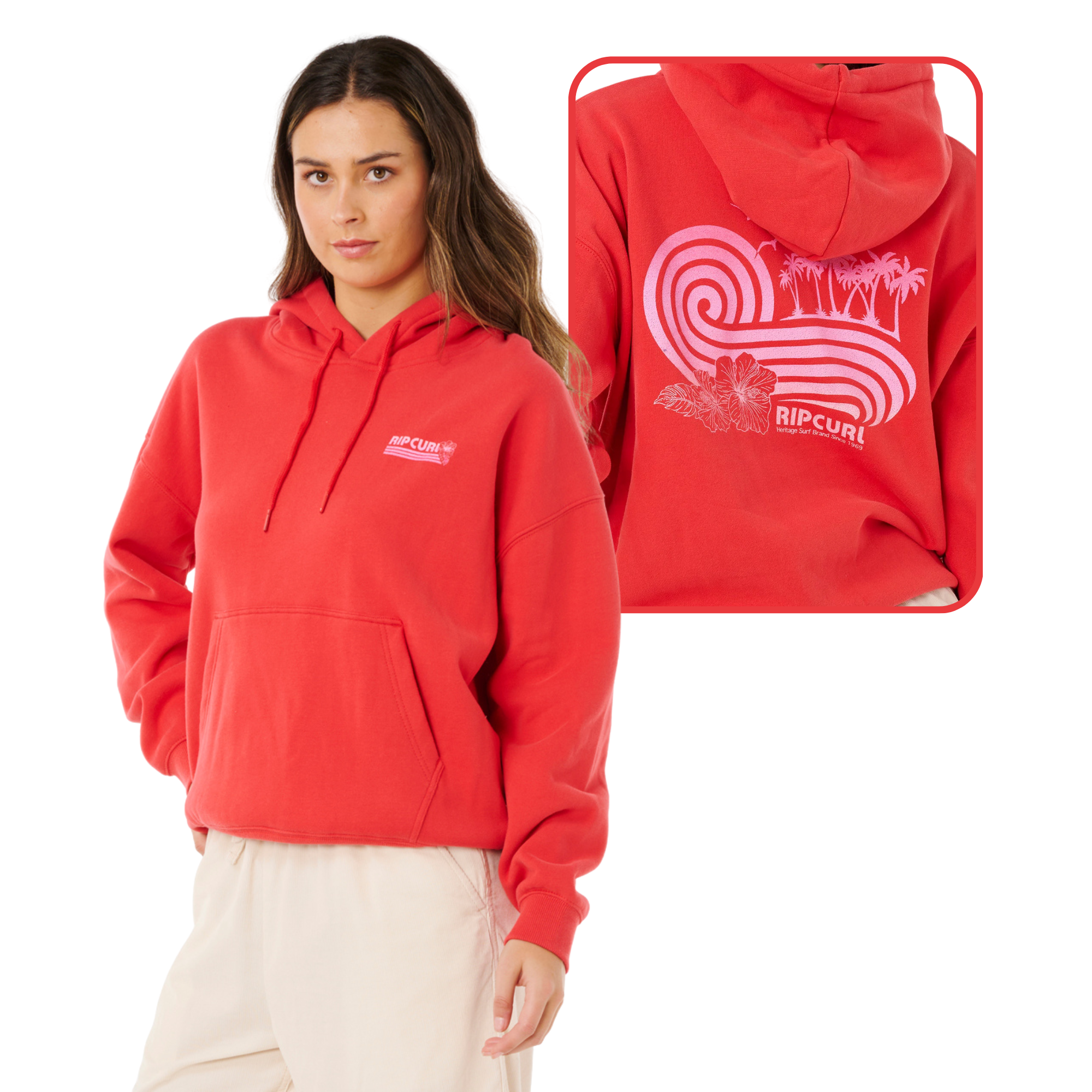 Rip Curl Women's Ocean Break Heritage Fleece Hoody (Deep Red)