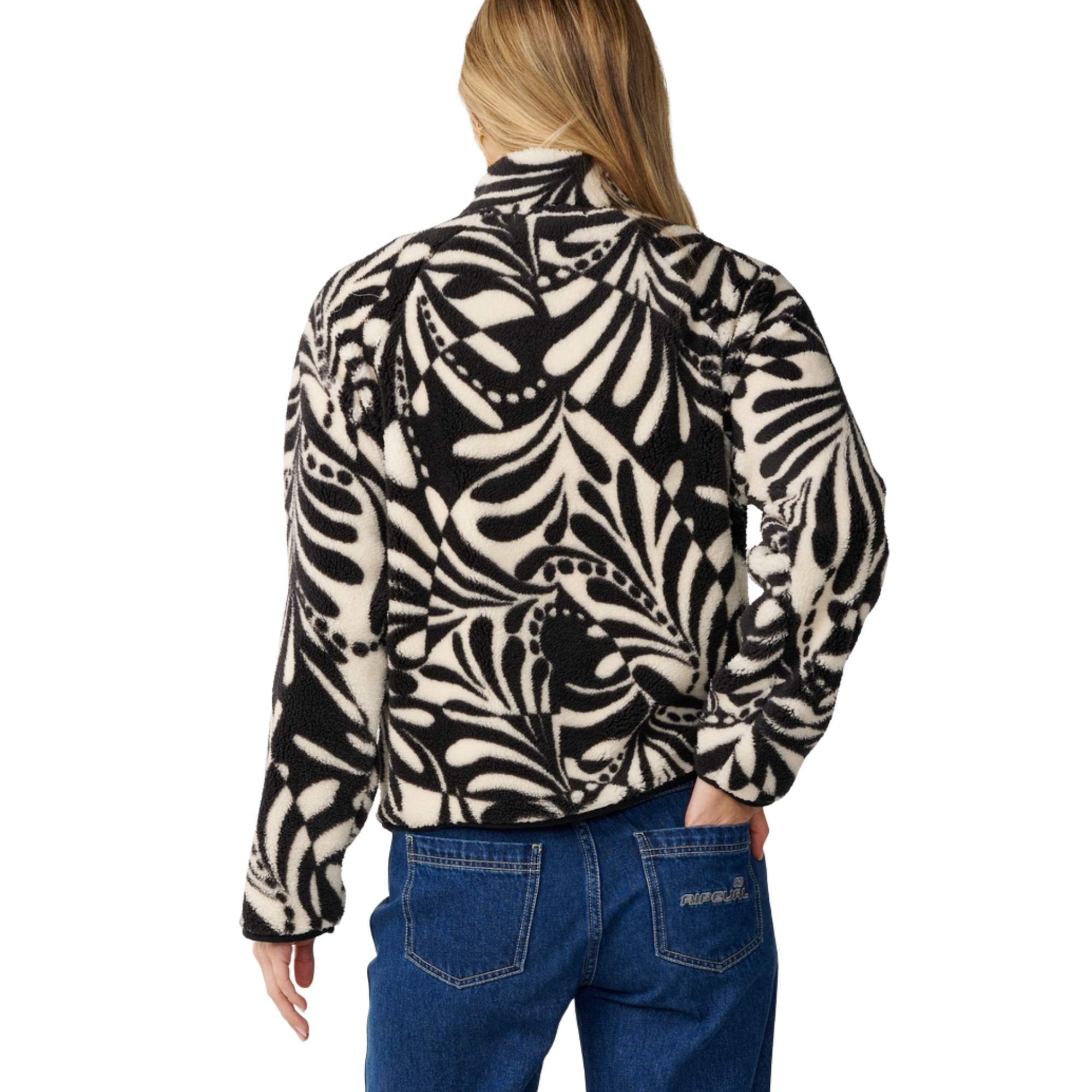 Rip Curl Women's Party Pack Polar Full Zip Fleece Black White 0431 0EGWFL