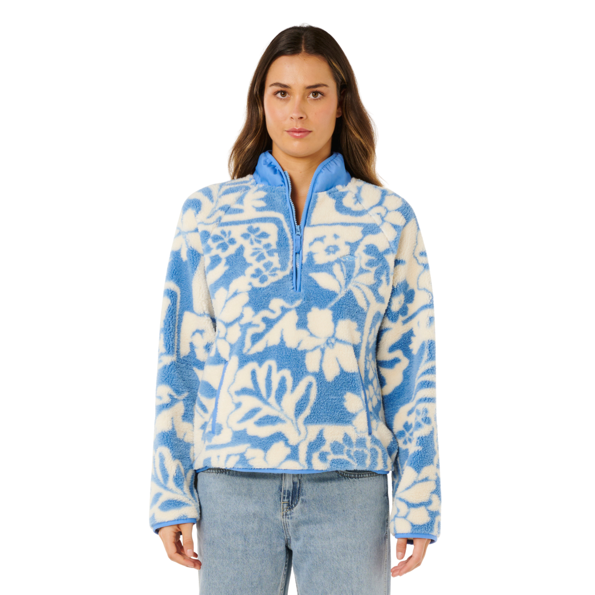 Rip Curl Women's Party Pack Polar Half Zip Fleece (Blue)