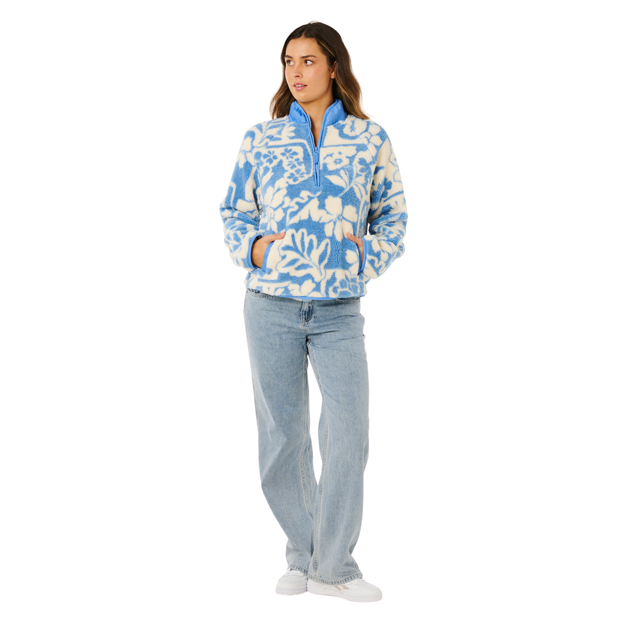 Rip Curl Women's Party Pack Polar Half Zip Fleece (Blue)