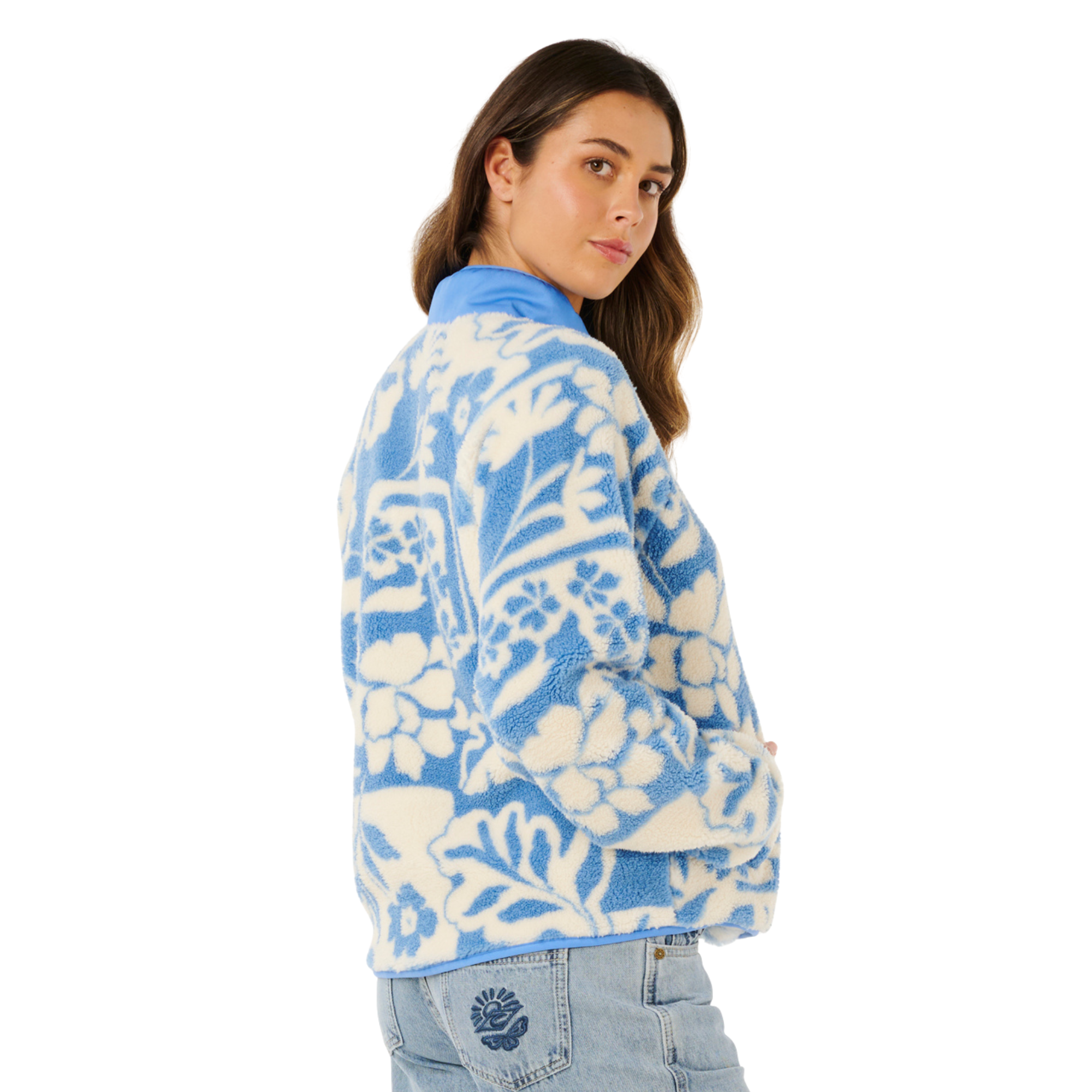 Rip Curl Women's Party Pack Polar Half Zip Fleece (Blue)