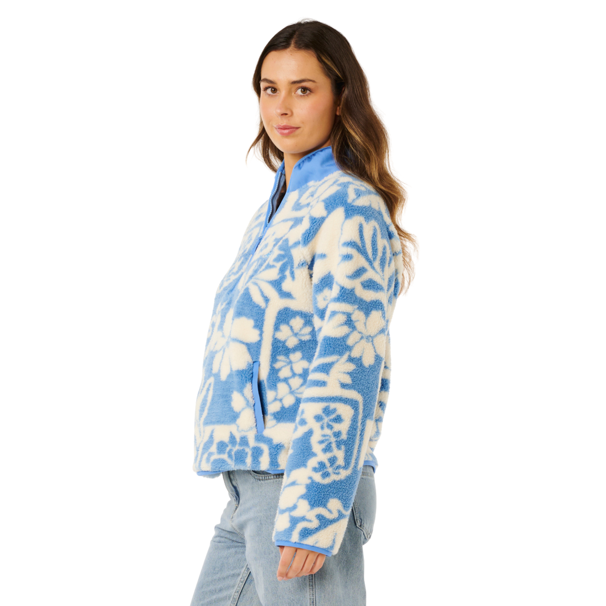 Rip Curl Women's Party Pack Polar Half Zip Fleece (Blue)