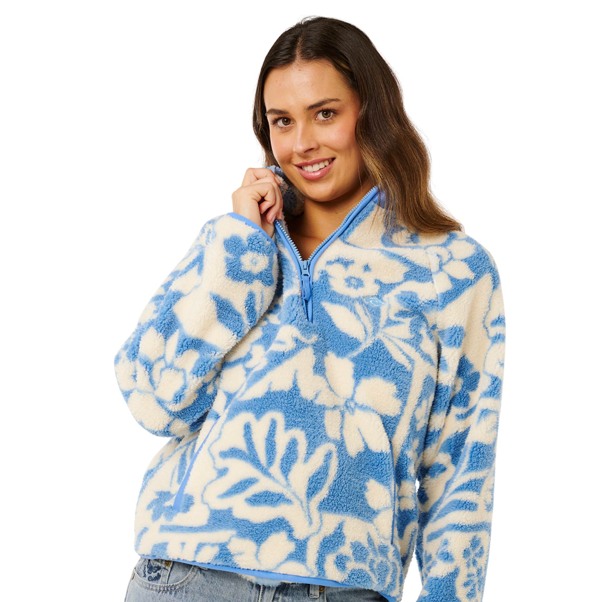 Rip Curl Women's Party Pack Polar Half Zip Fleece (Blue)