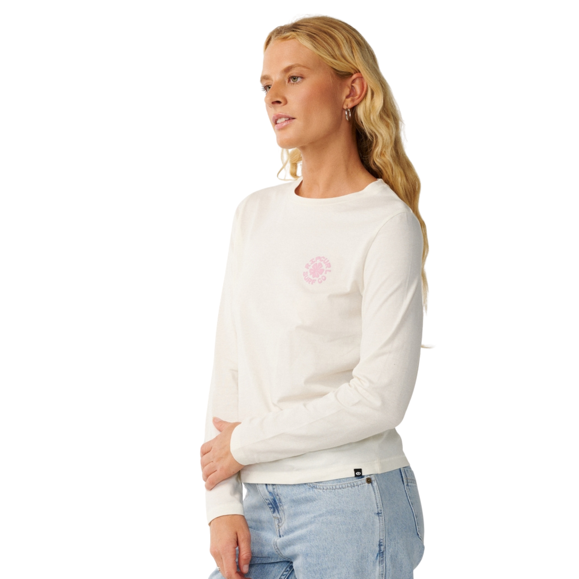 Rip Curl Women's Party Wave Long Sleeve Tee Off White 0003 0Q8WTE