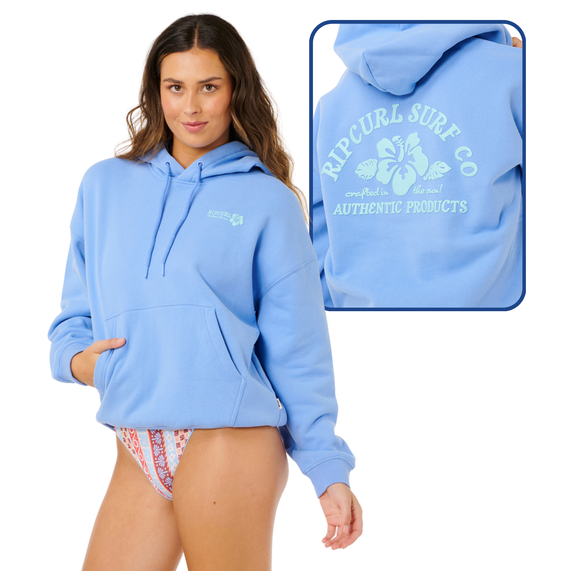 Rip Curl Women's Surf Puff Heritage Hoody (Cornflower Blue)