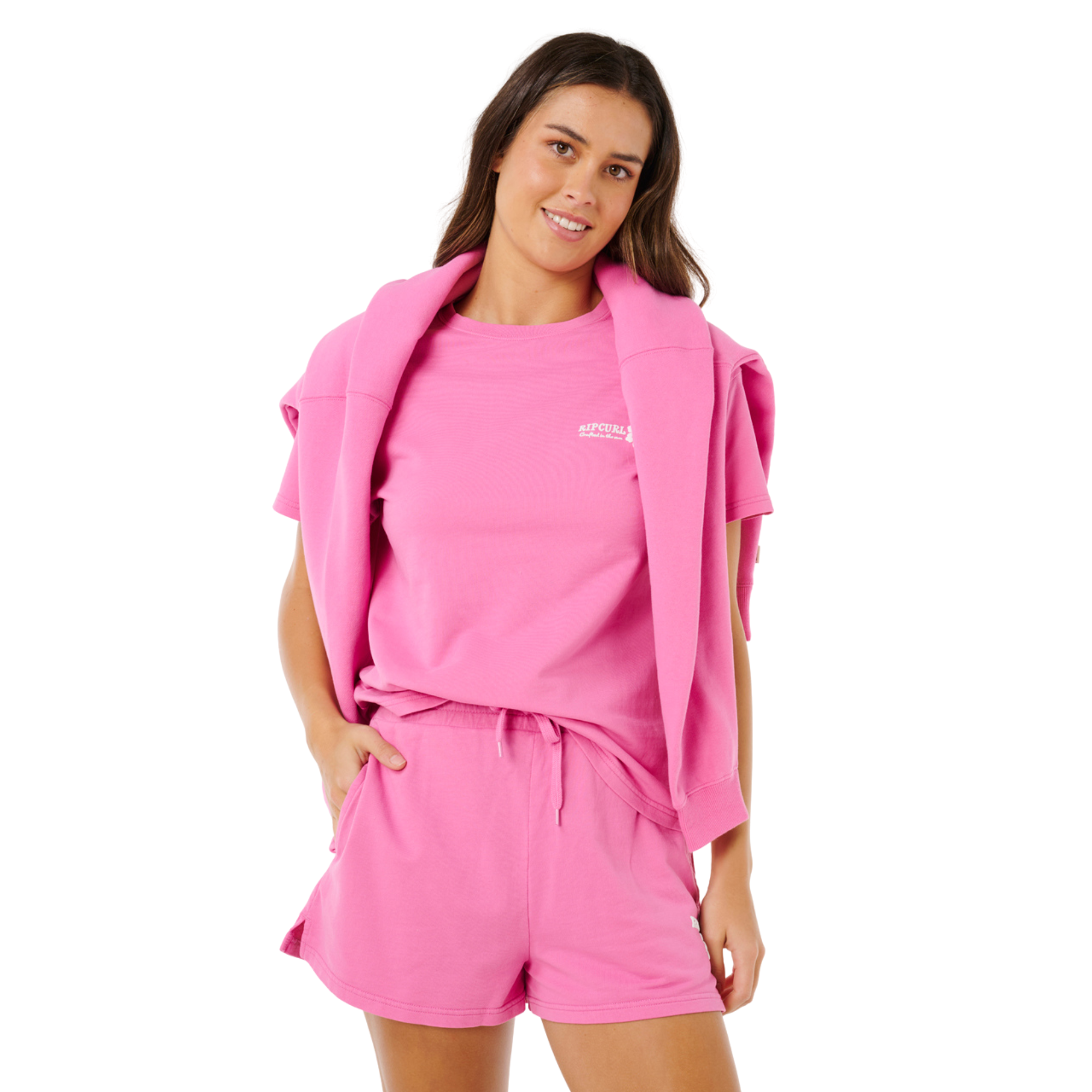 Rip Curl Women's Surf Puff Party Pack Relaxed Short Sleeve Tee (Super Pink)