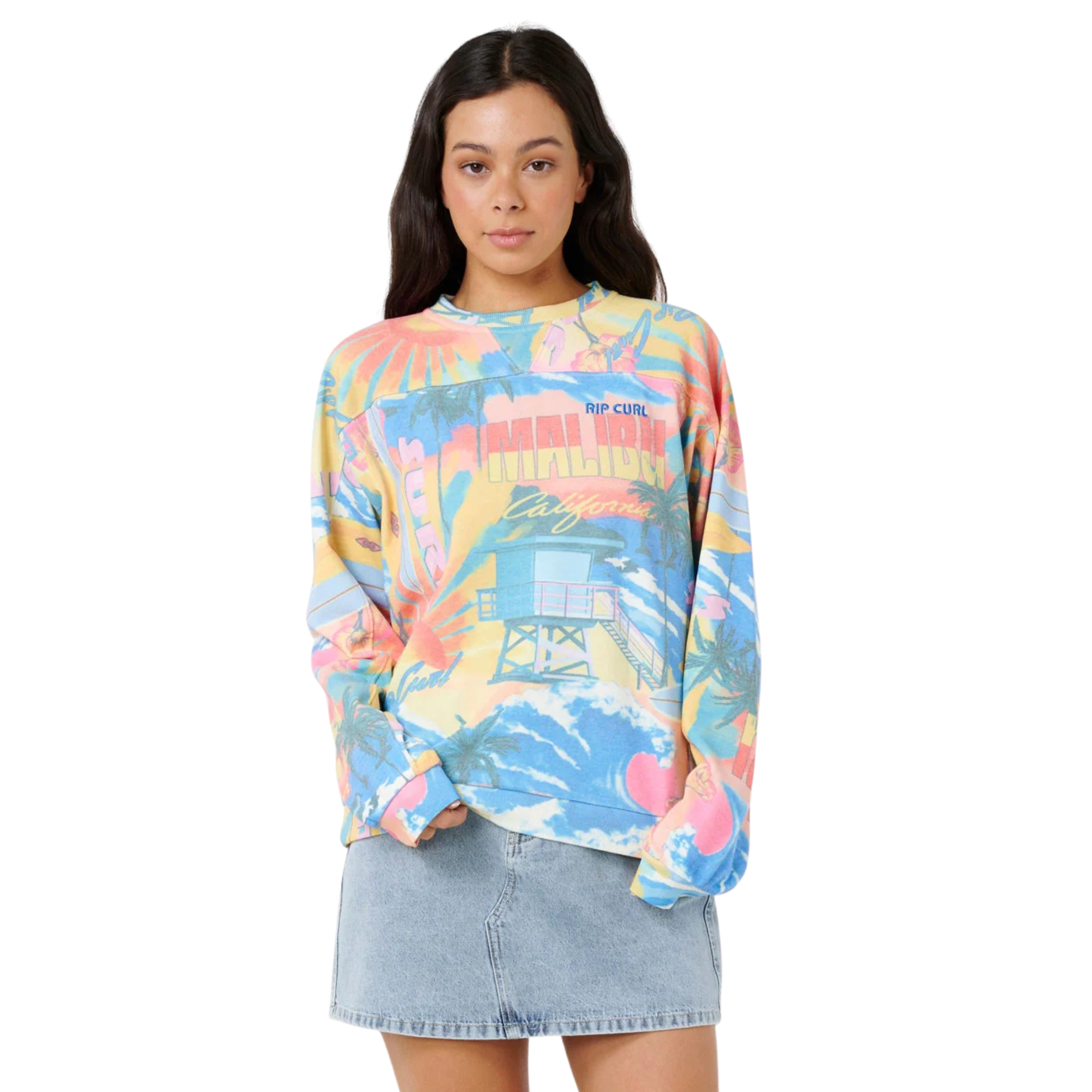 Rip Curl Women's Surf Side Relaxed Crew Neck Sweatshirt (Multi)