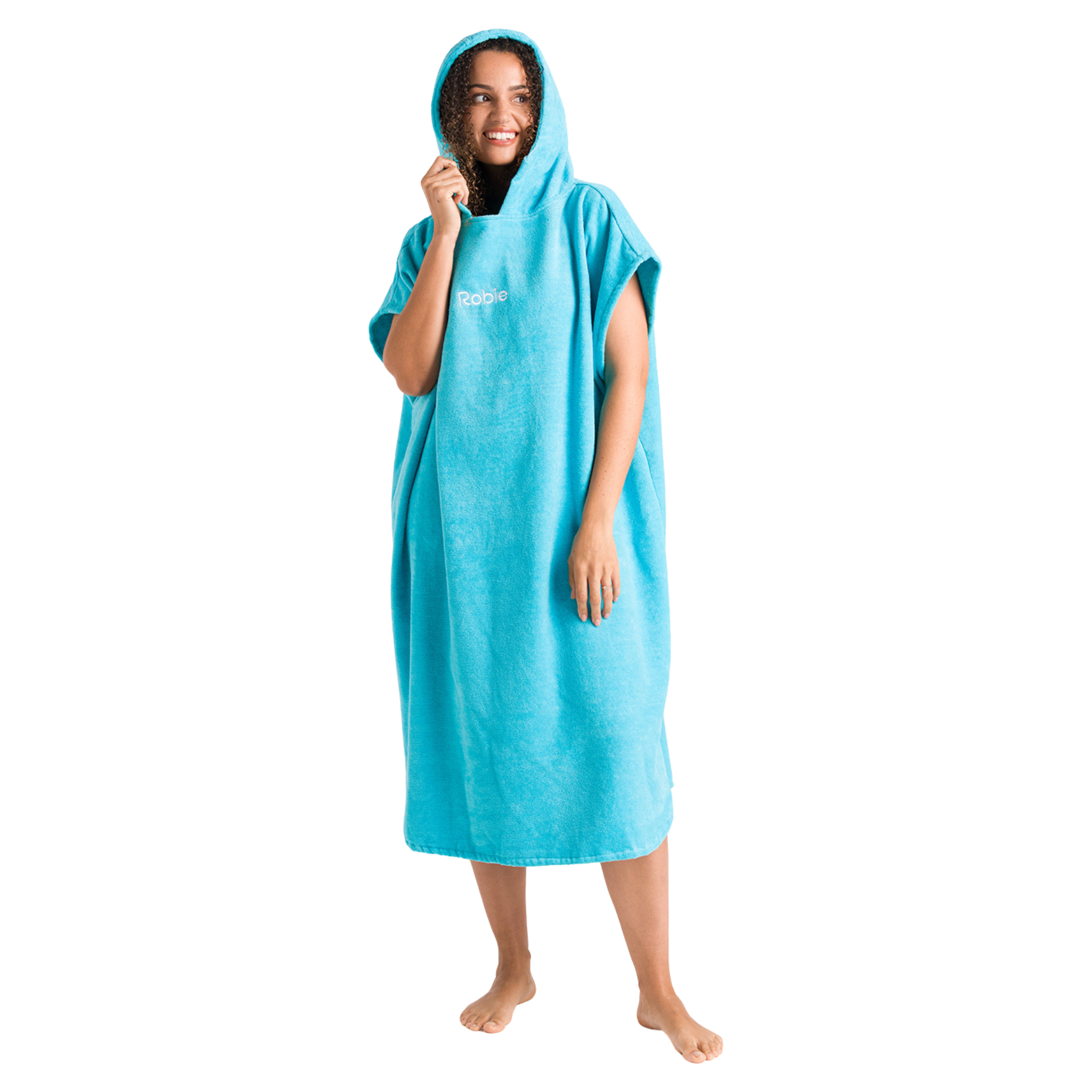 Robie Original - Adult Unisex Hooded Short Sleeve Changing Robe (Hawaiian Blue)