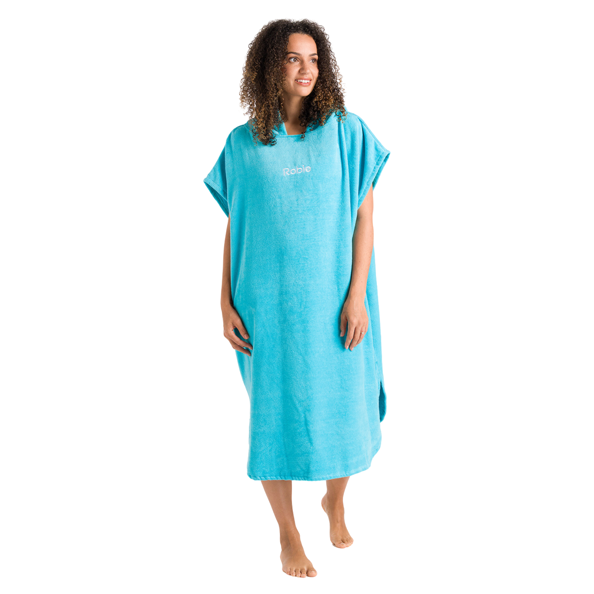 Robie Original - Adult Unisex Hooded Short Sleeve Changing Robe (Hawaiian Blue)