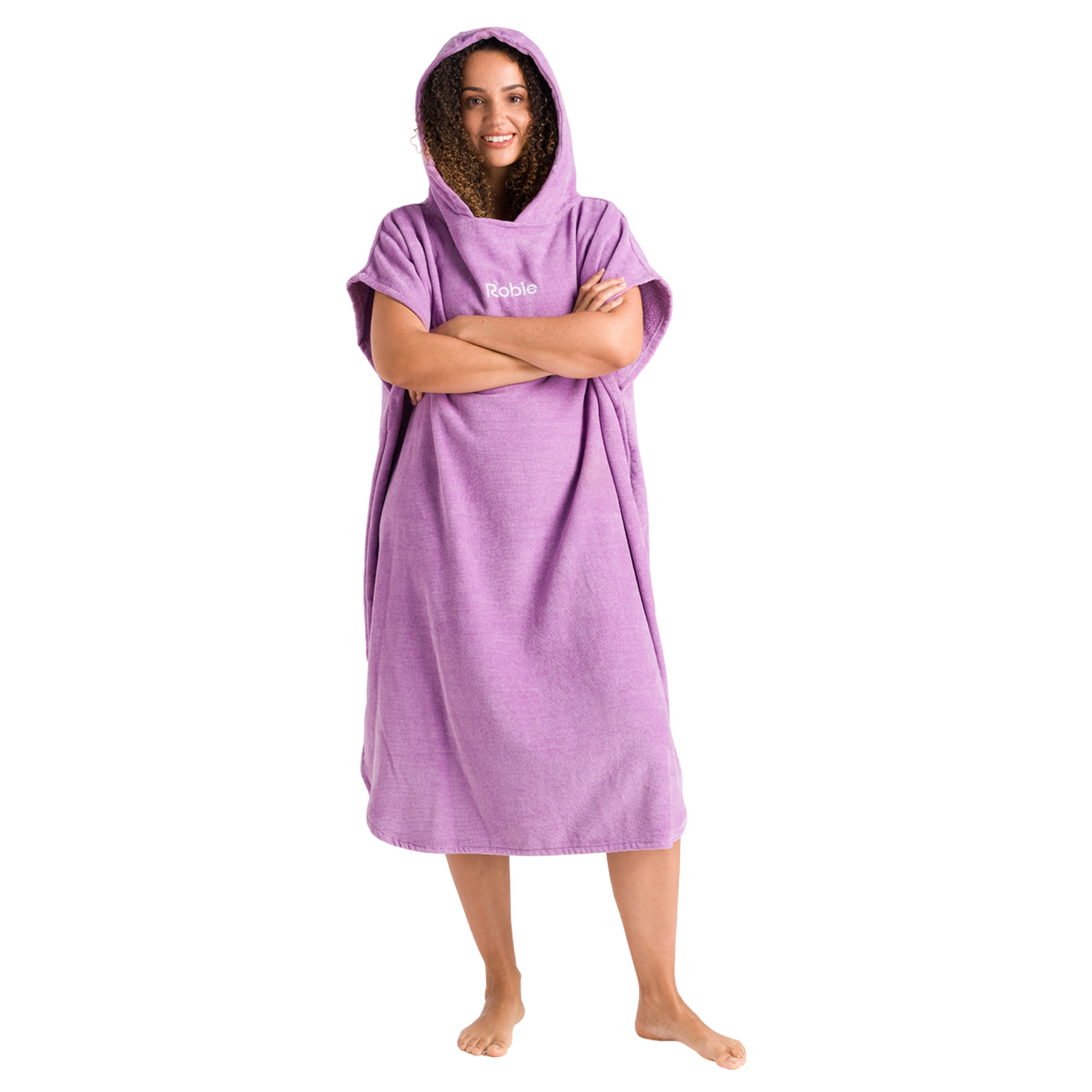 Robie Original - Adult Unisex Hooded Short Sleeve Changing Robe (Orchid)