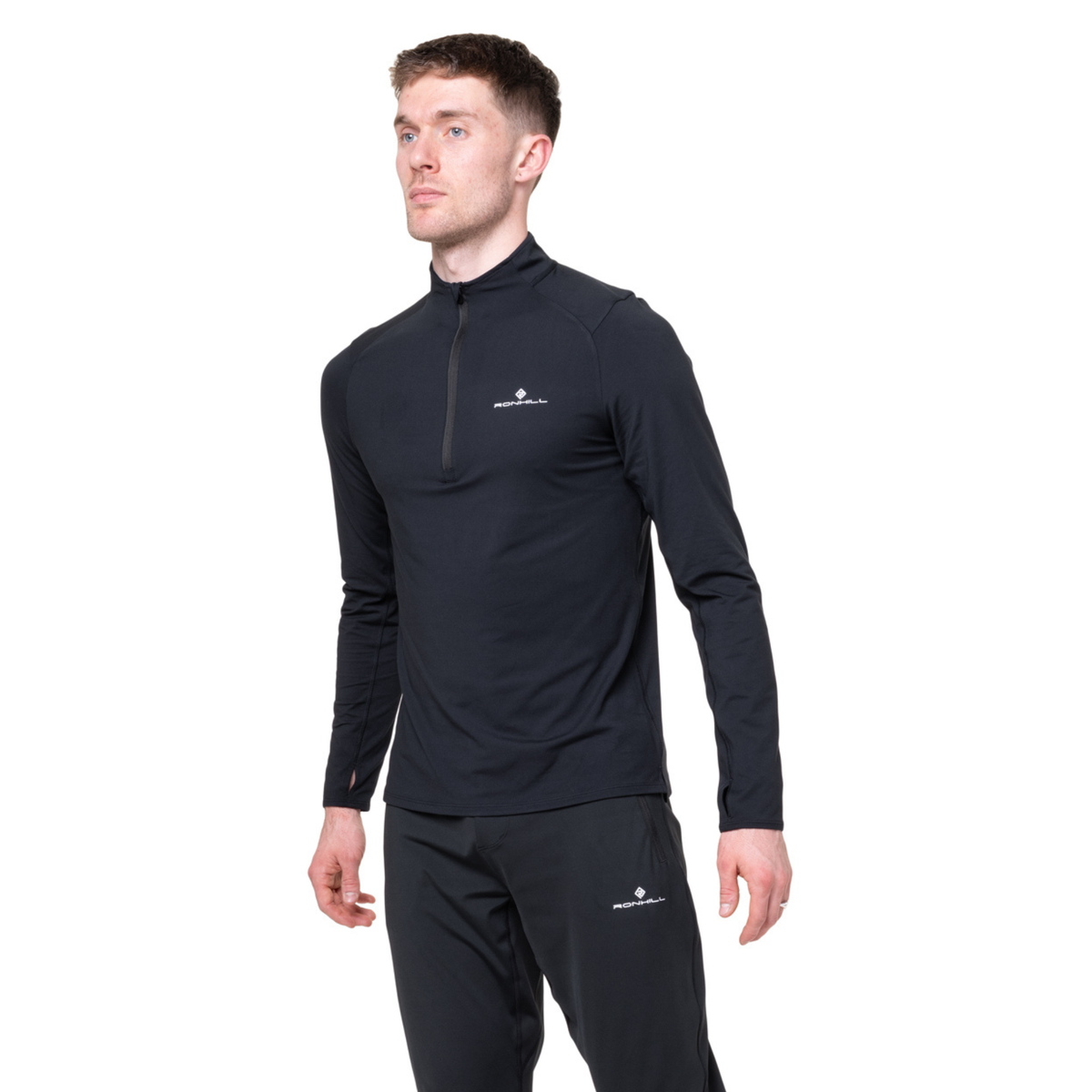 Ronhill Men's Core Thermal Half Zip Base Layer Top (Black/Bright White)