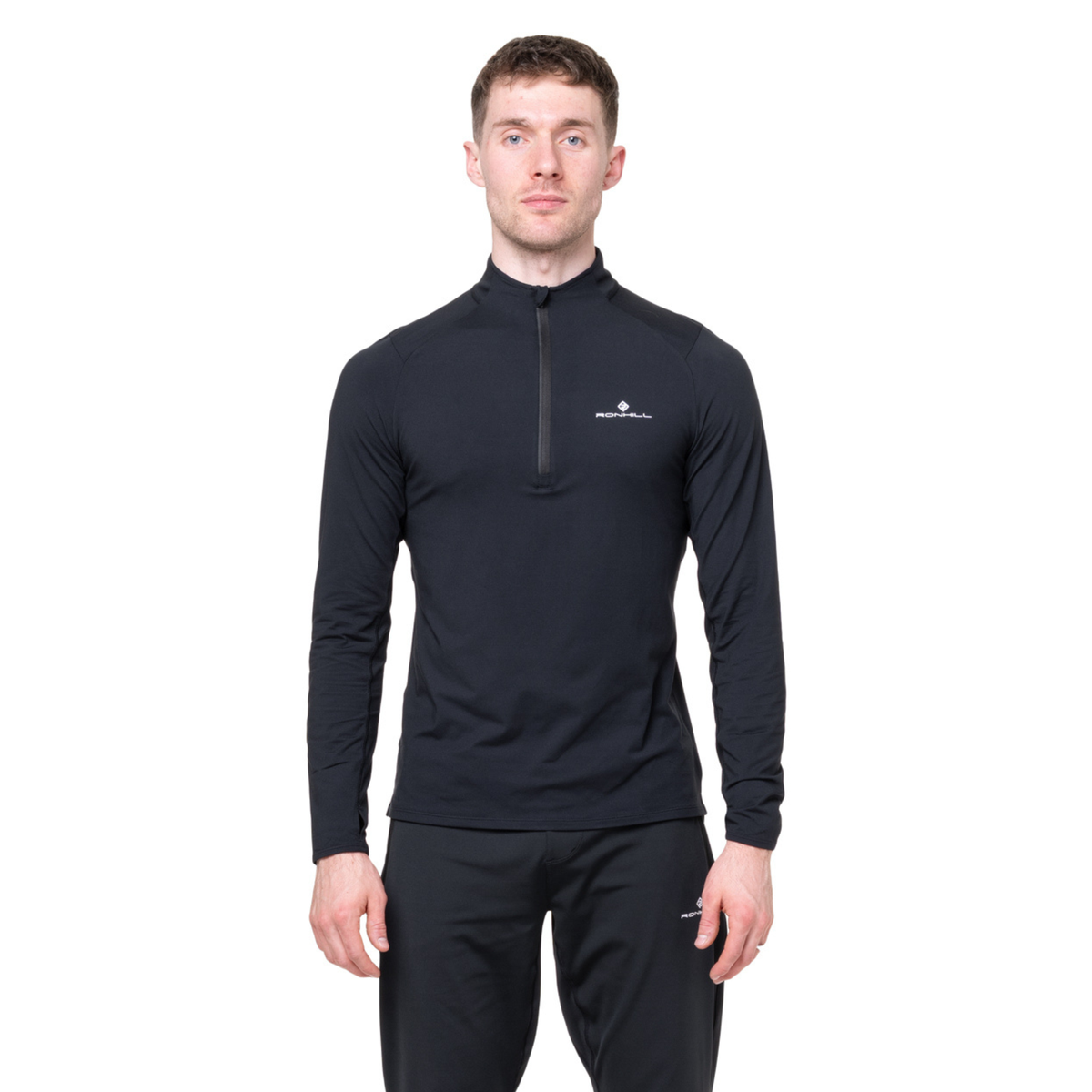 Ronhill Men's Core Thermal Half Zip Base Layer Top (Black/Bright White)